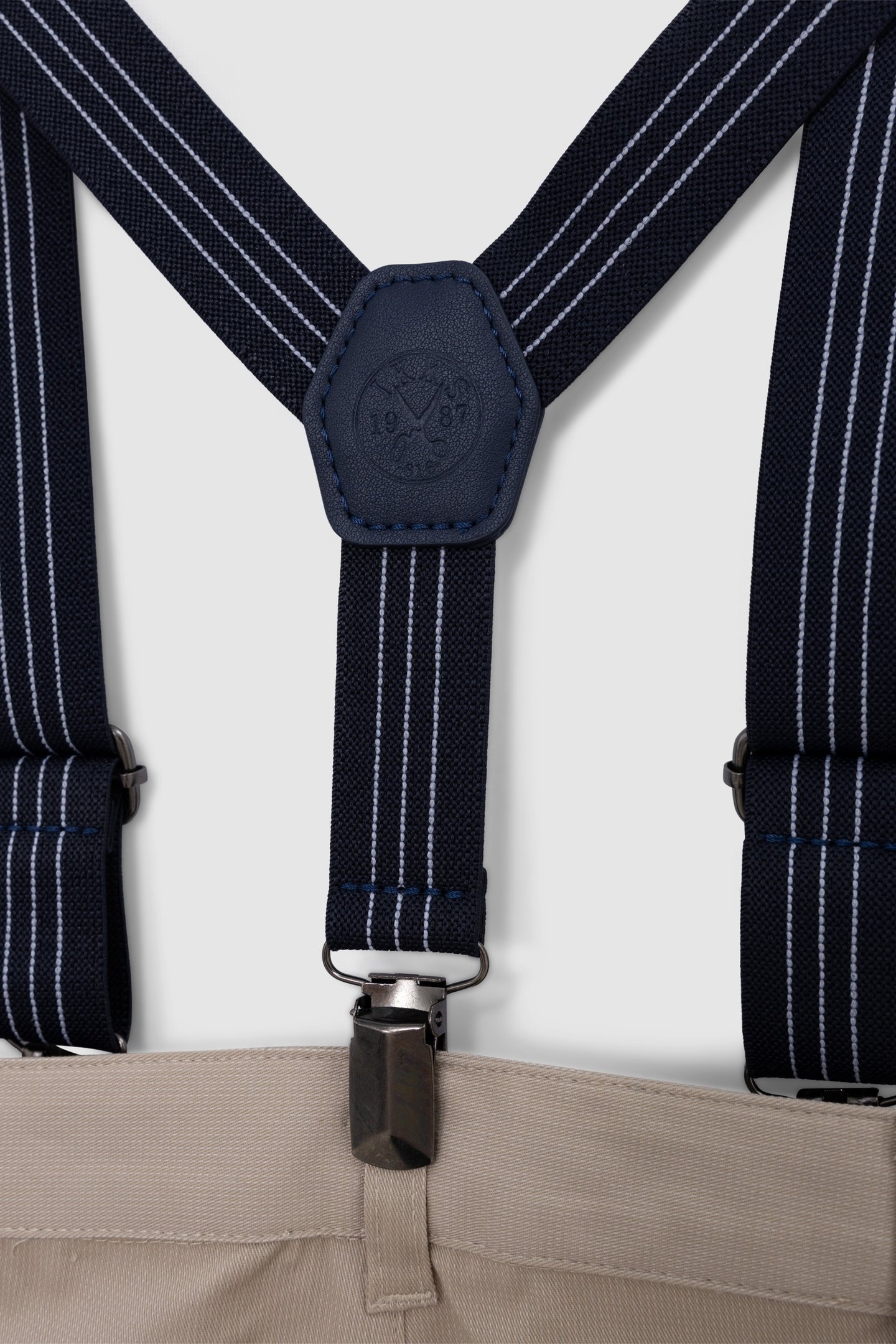 STRIPED BEIGE FORMAL PANTS WITH STRAPS 5