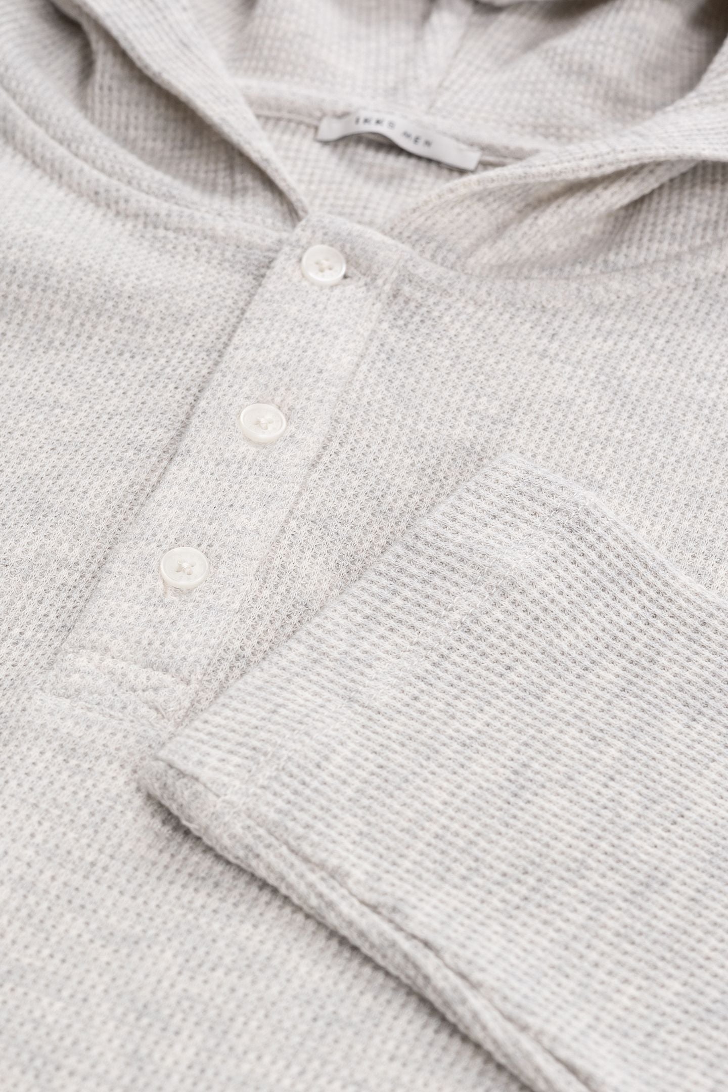 GREY ORGANIC COTTON WAFFLE HOODED T-SHIRT 7
