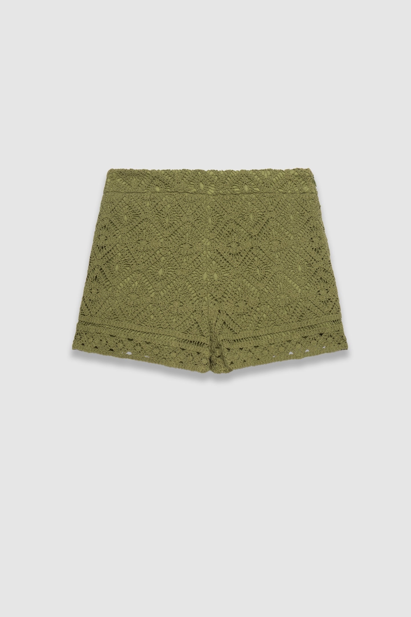 GREEN ORGANIC COTTON LACE CROCHET SHORTS 1