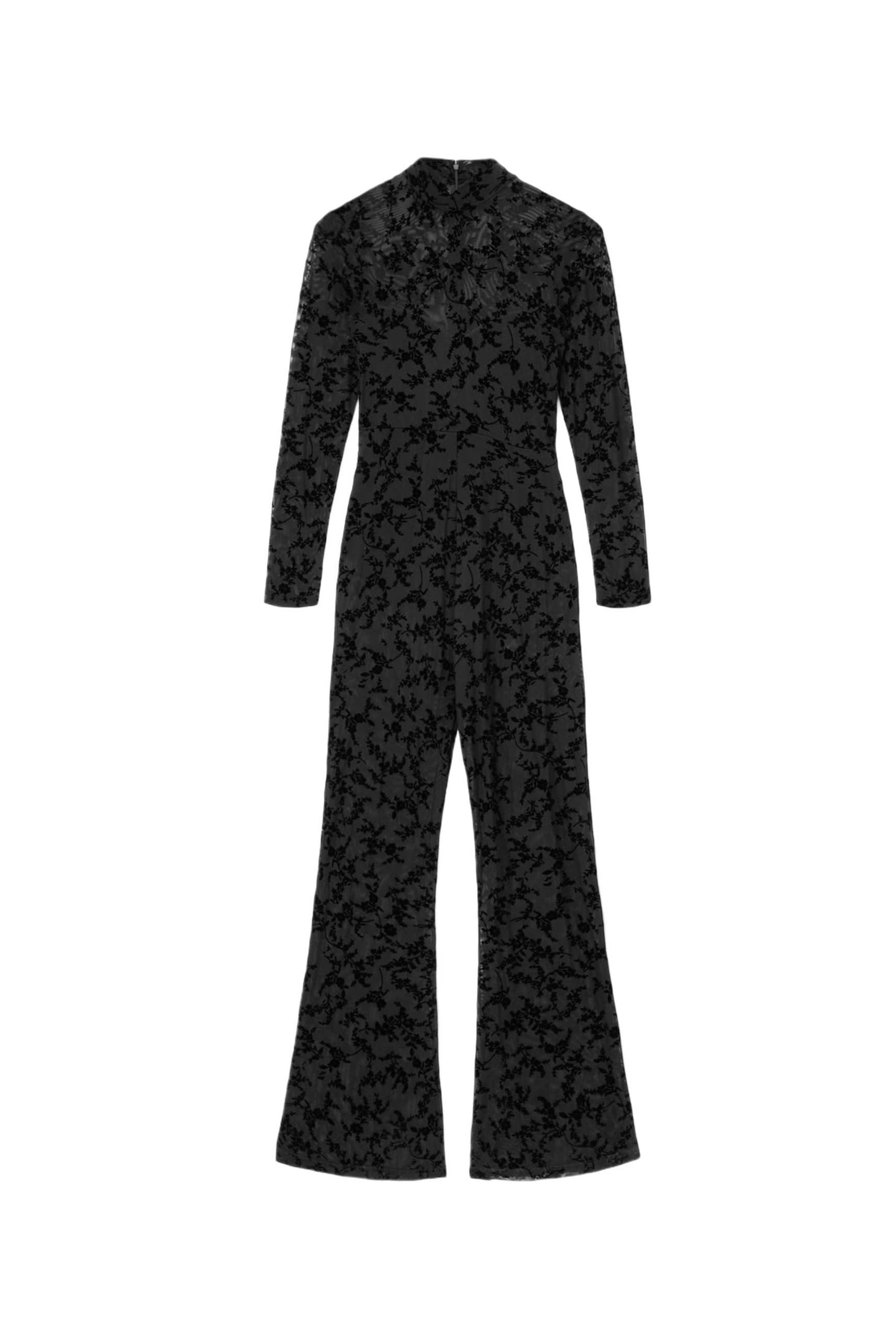 RYLEE FLOCK CATSUIT BLACK 5