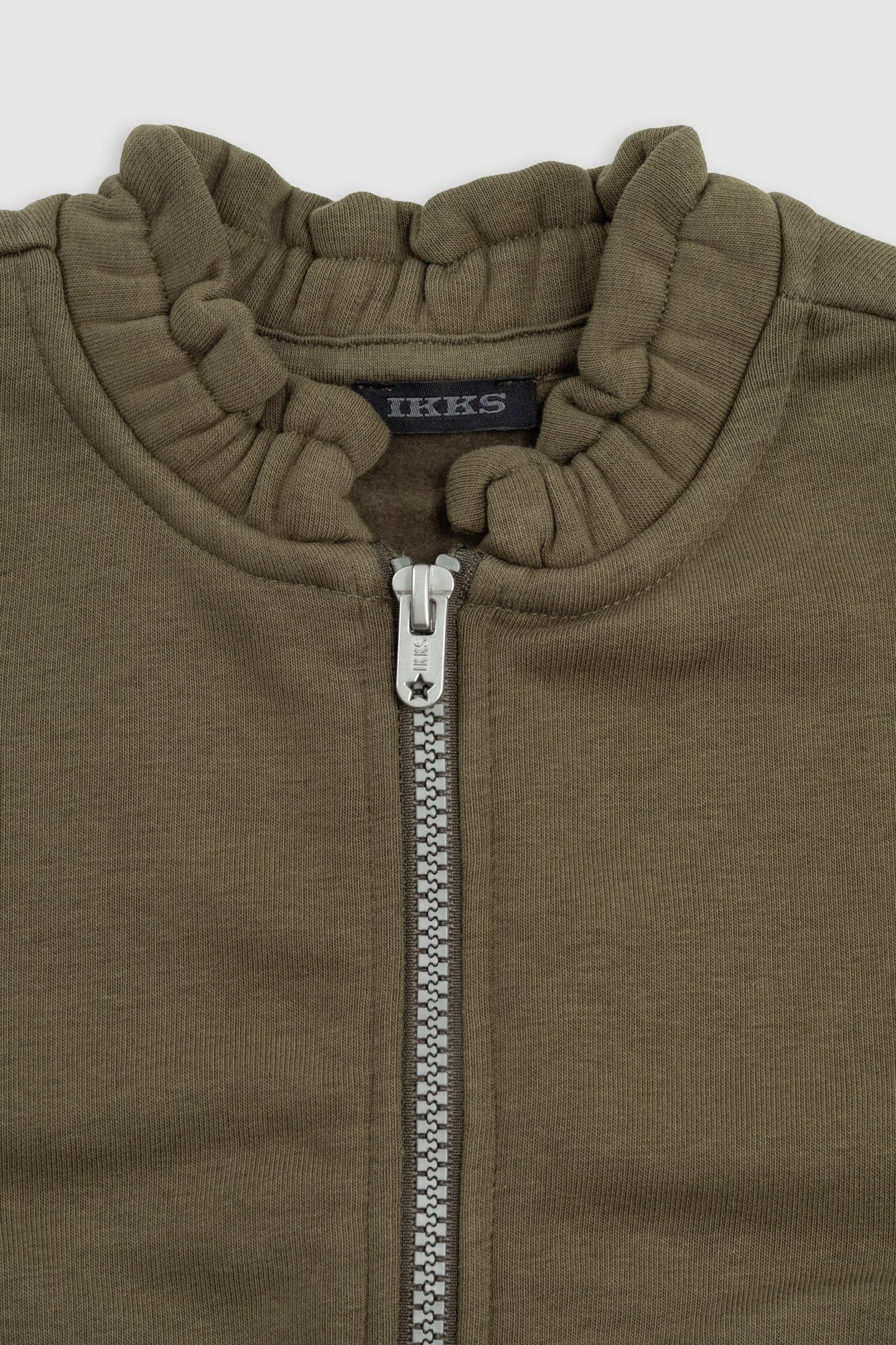 KHAKI CARDIGAN WITH FANCY BRAIDS ON GIRL'S POCKETS 3