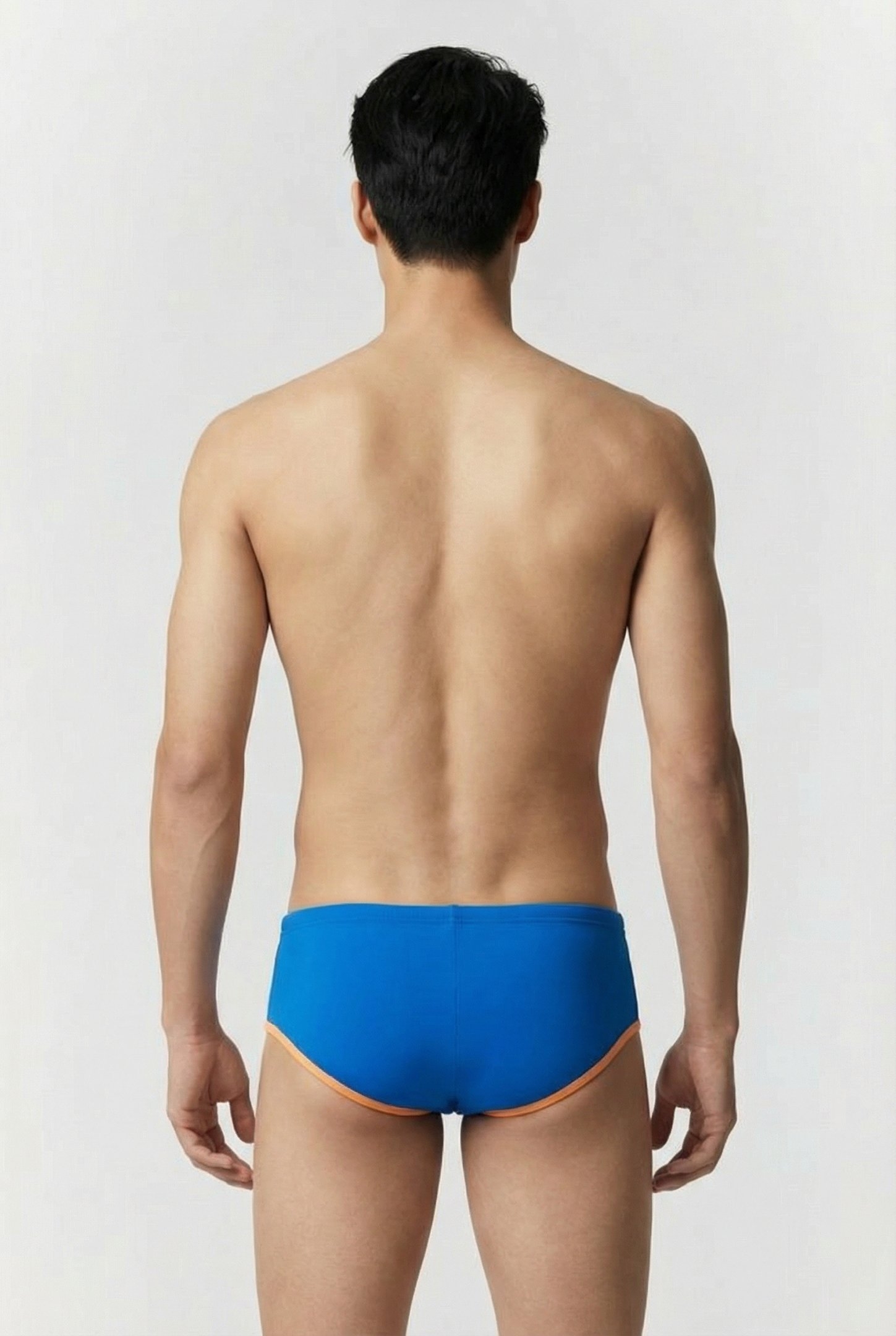 MEN'S ARENA ONE 12CM SWIM BRIEFS BIG LOG BLUE RIVER FLUO ORA 2