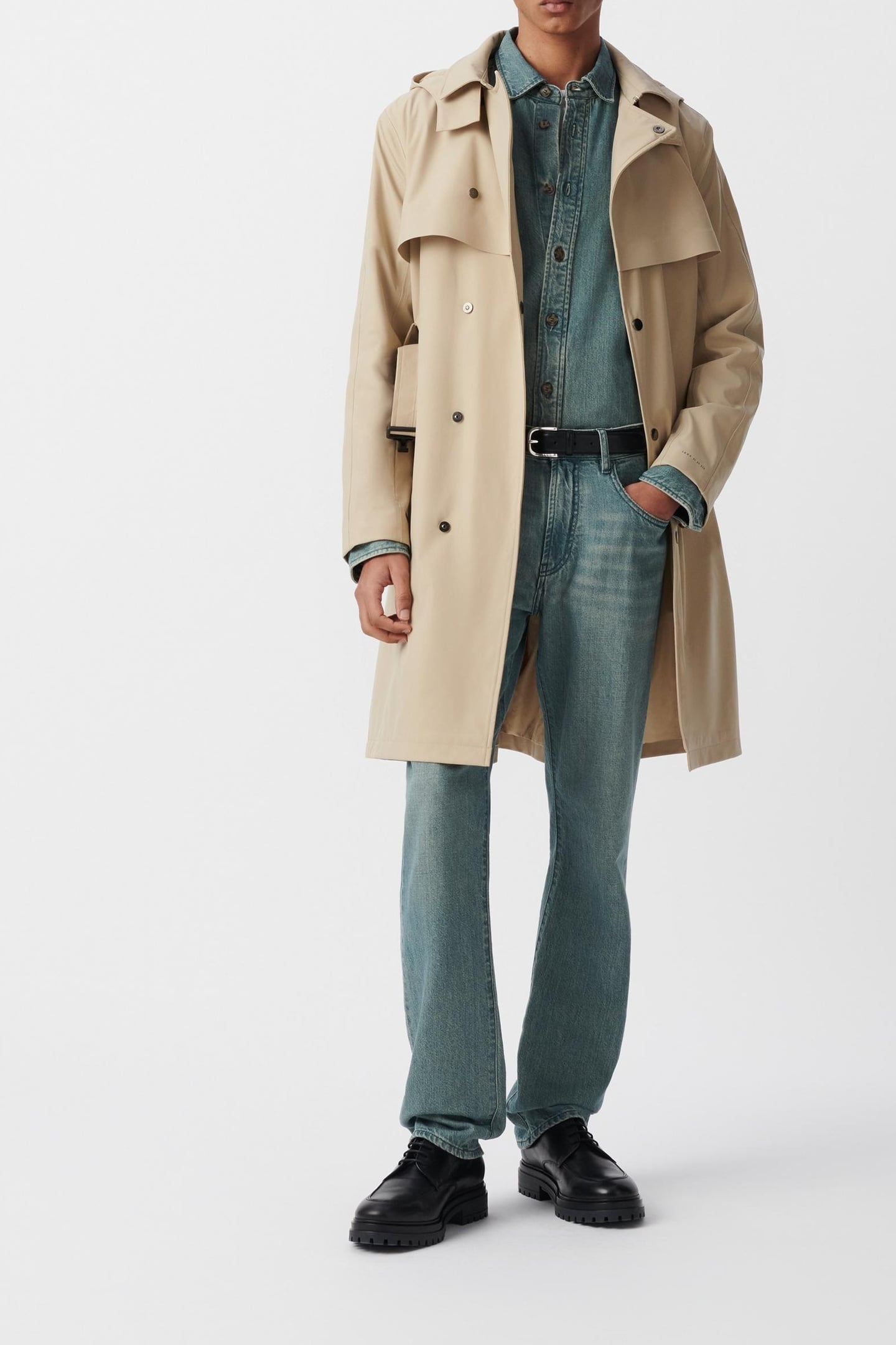 SAND NYLON WATERPROOF TRENCH COAT 1