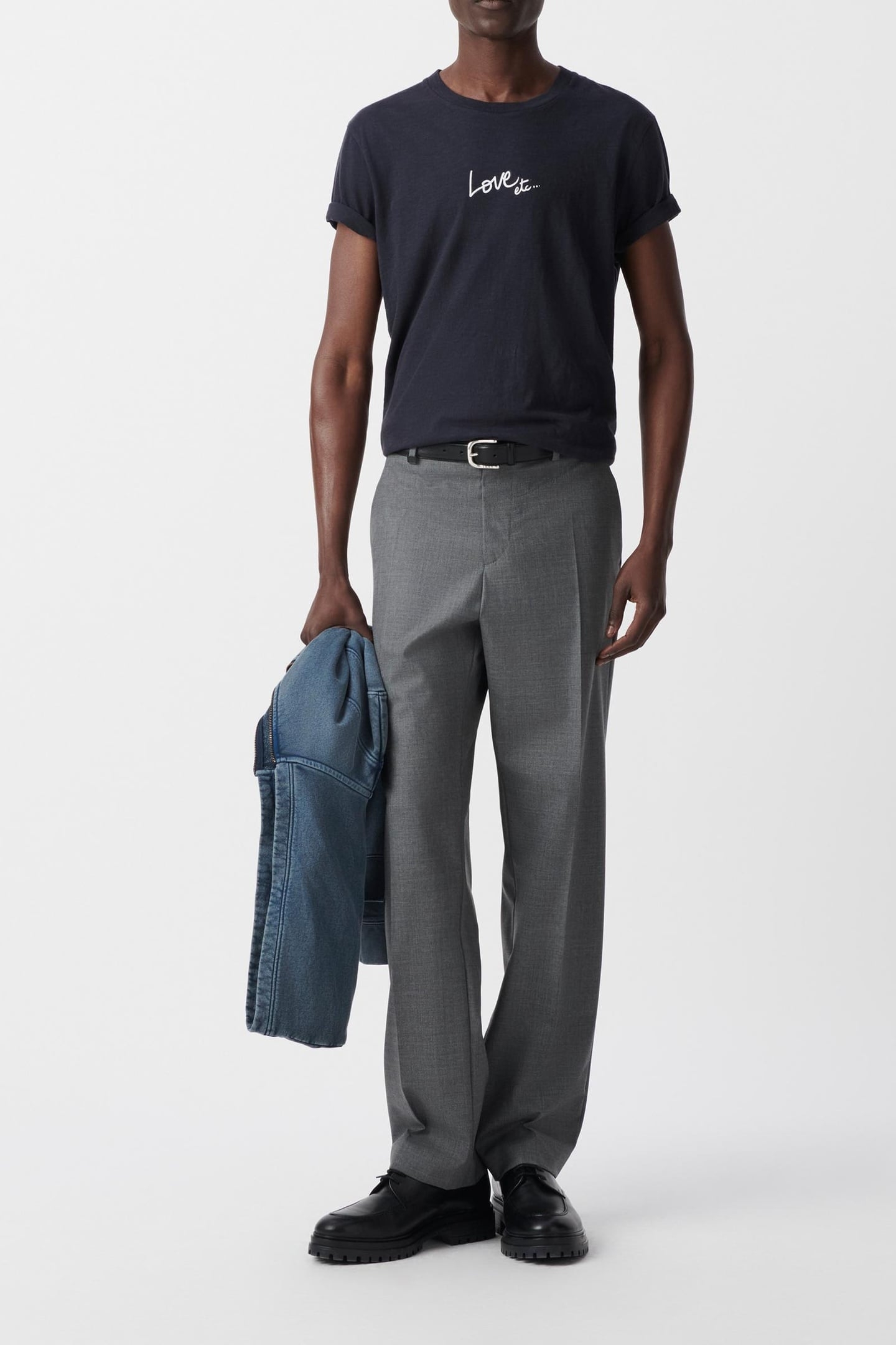 NAVY ORGANIC COTTON T-SHIRT WITH LOVE SLOGAN 1