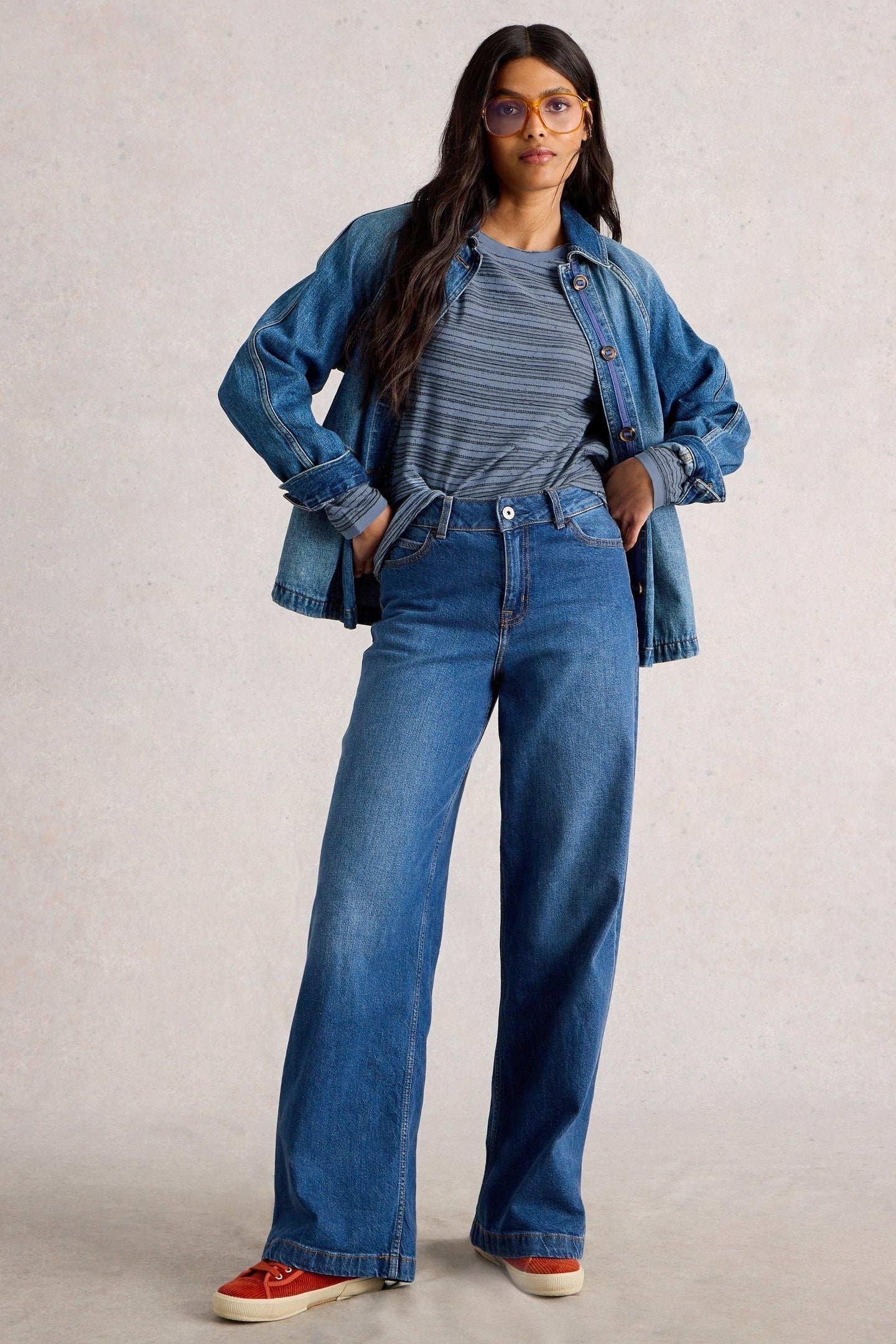 CLARA STITCH TEE MID BLUE 1