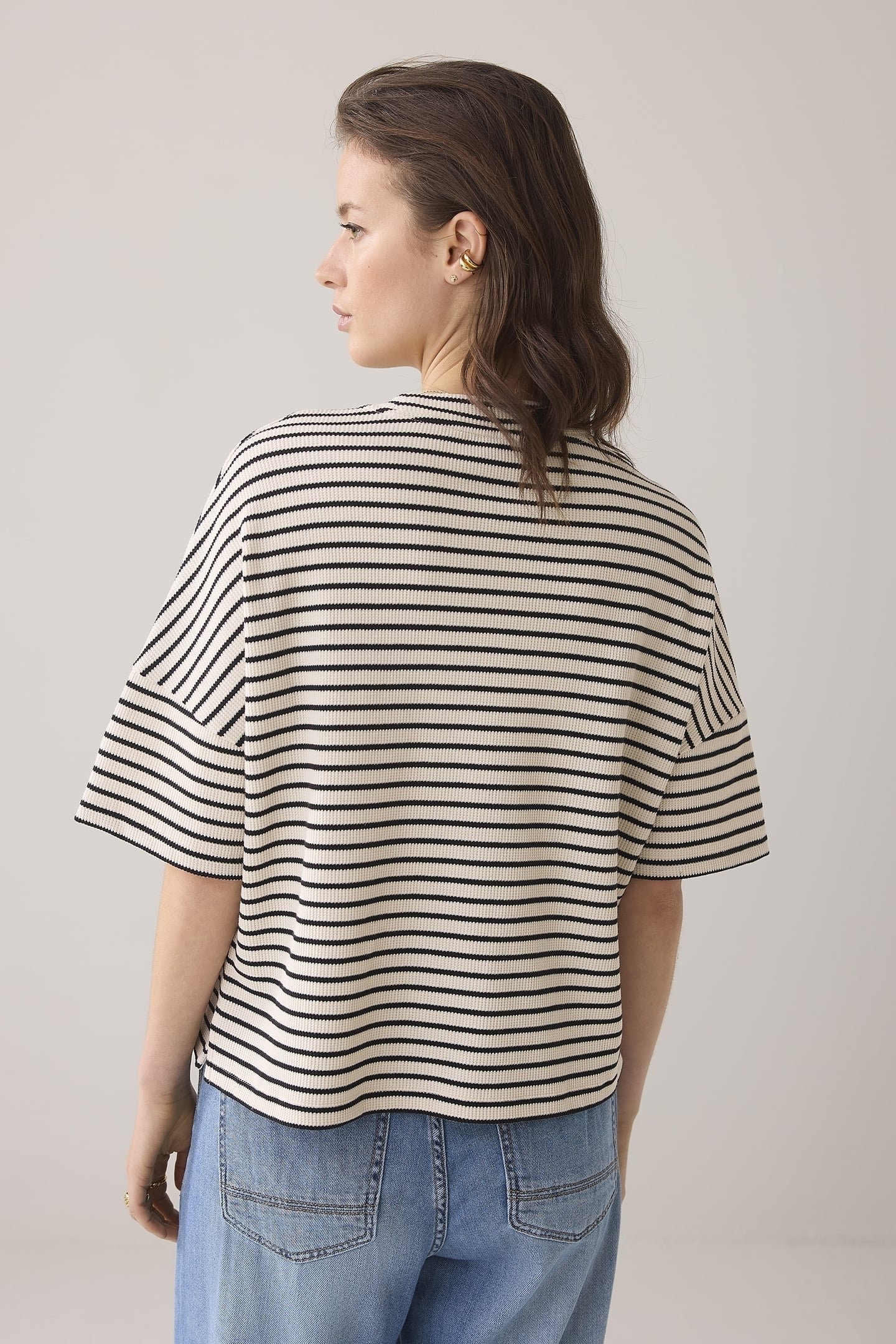 BOXY TOP STRIPE WAFFLE BLACK 3