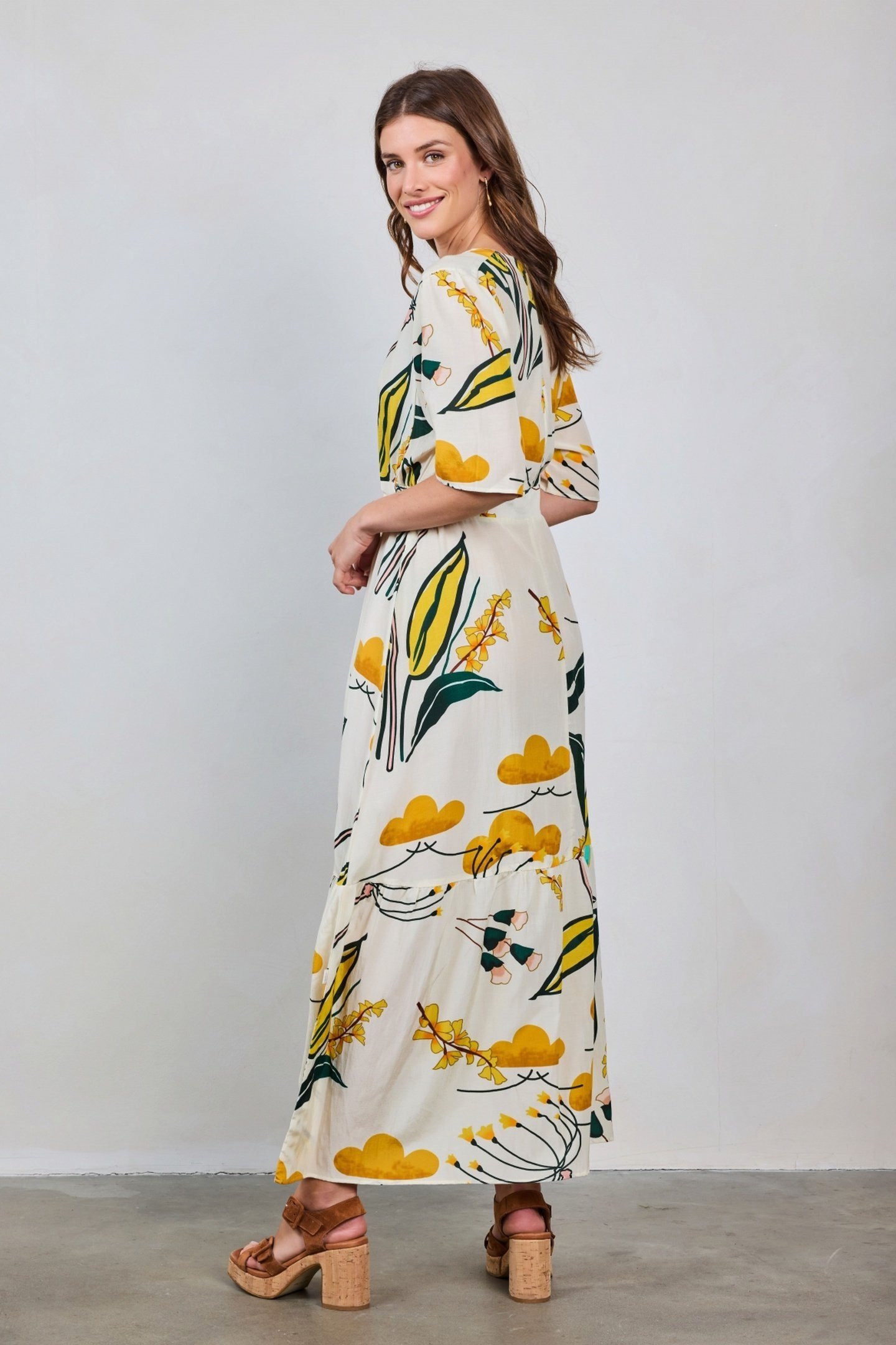 DRESS BONITA IN OFFWHITE WITH SUNSHINE PRINT 4