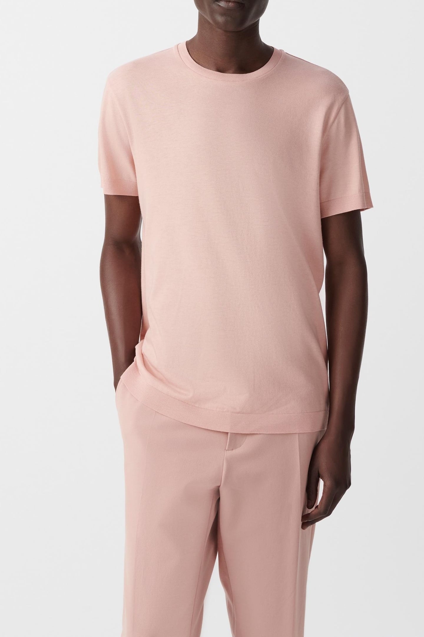 PINK COTTON MODAL CREW NECK T-SHIRT 2