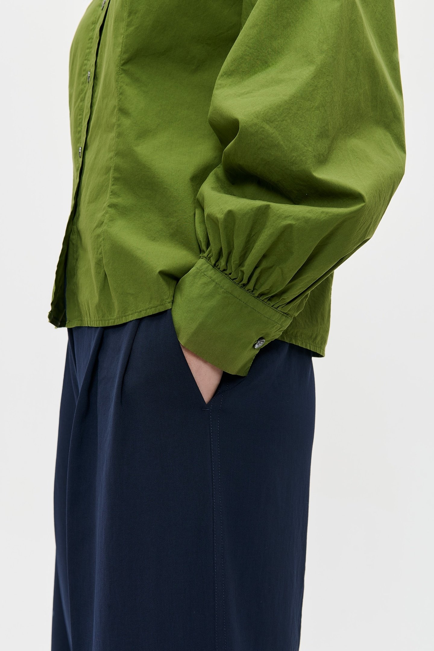 POPLIN PUFF SLEEVE SHIRT HERB GREEN 4