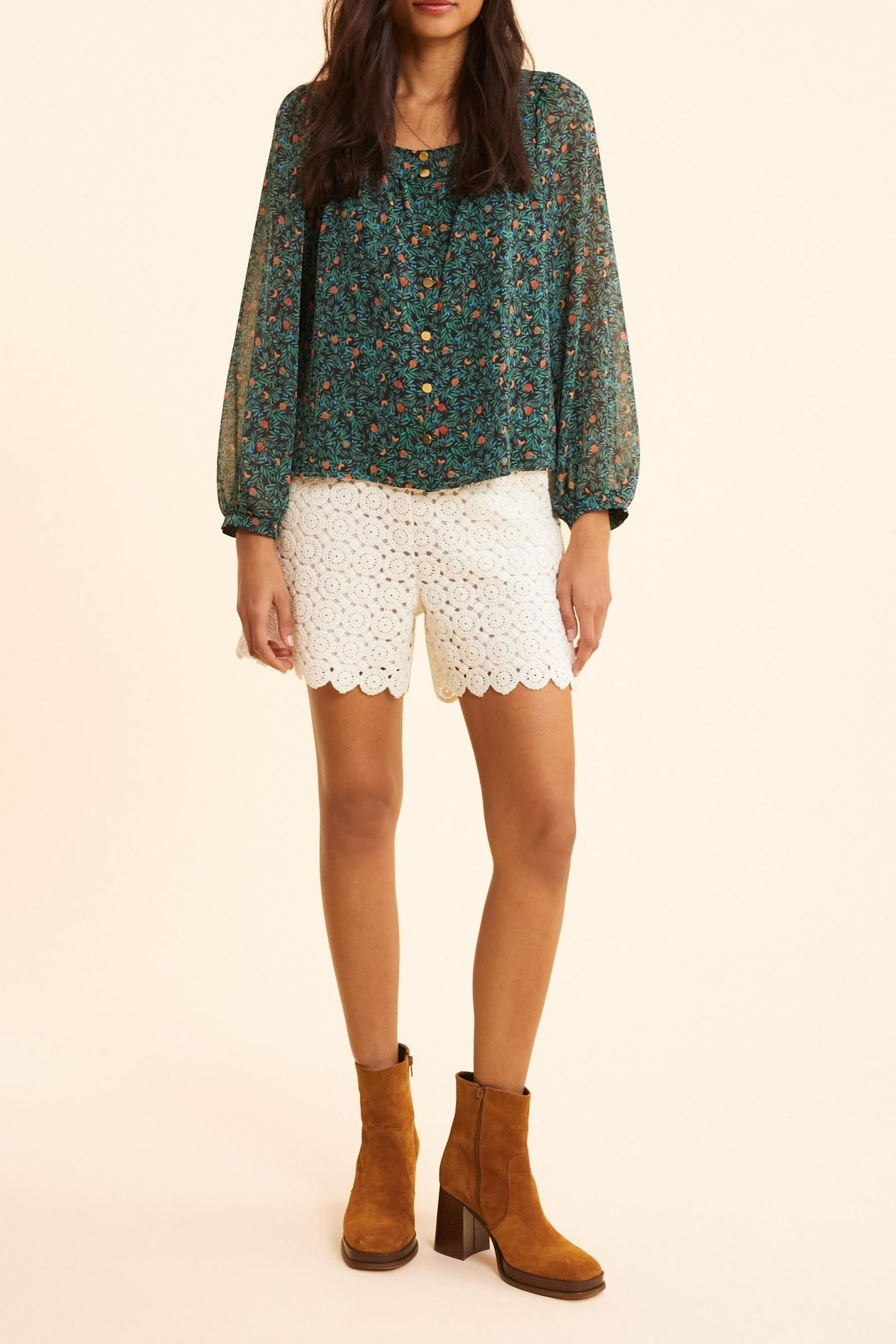 GREEN BLOUSE WITH SUMMER FRUIT PRINT GREEN 1