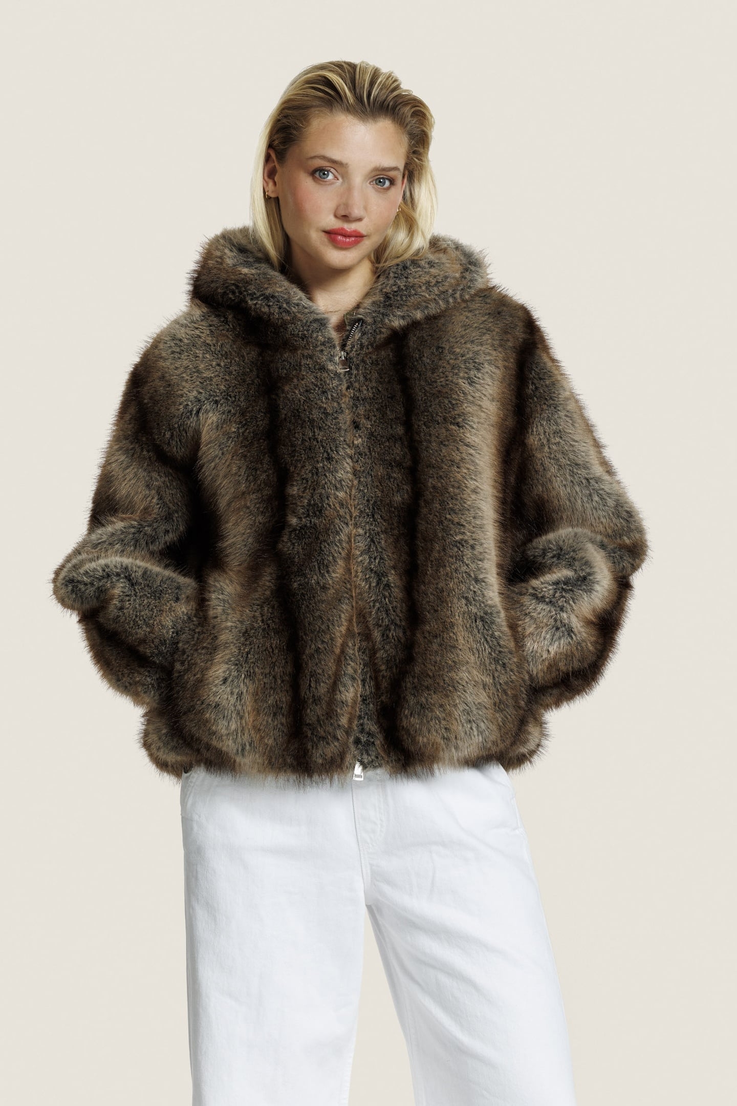 HAZEL FUR JACKET BROWN 3