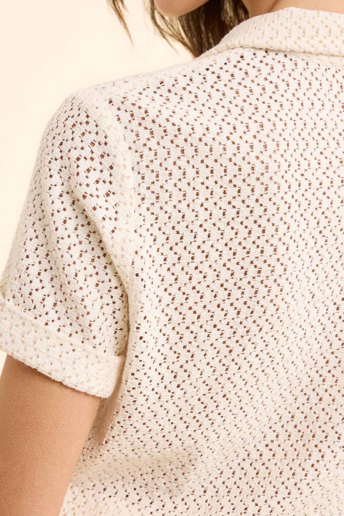 SHORT-SLEEVED ECRU LACE SHIRT ECRU 7