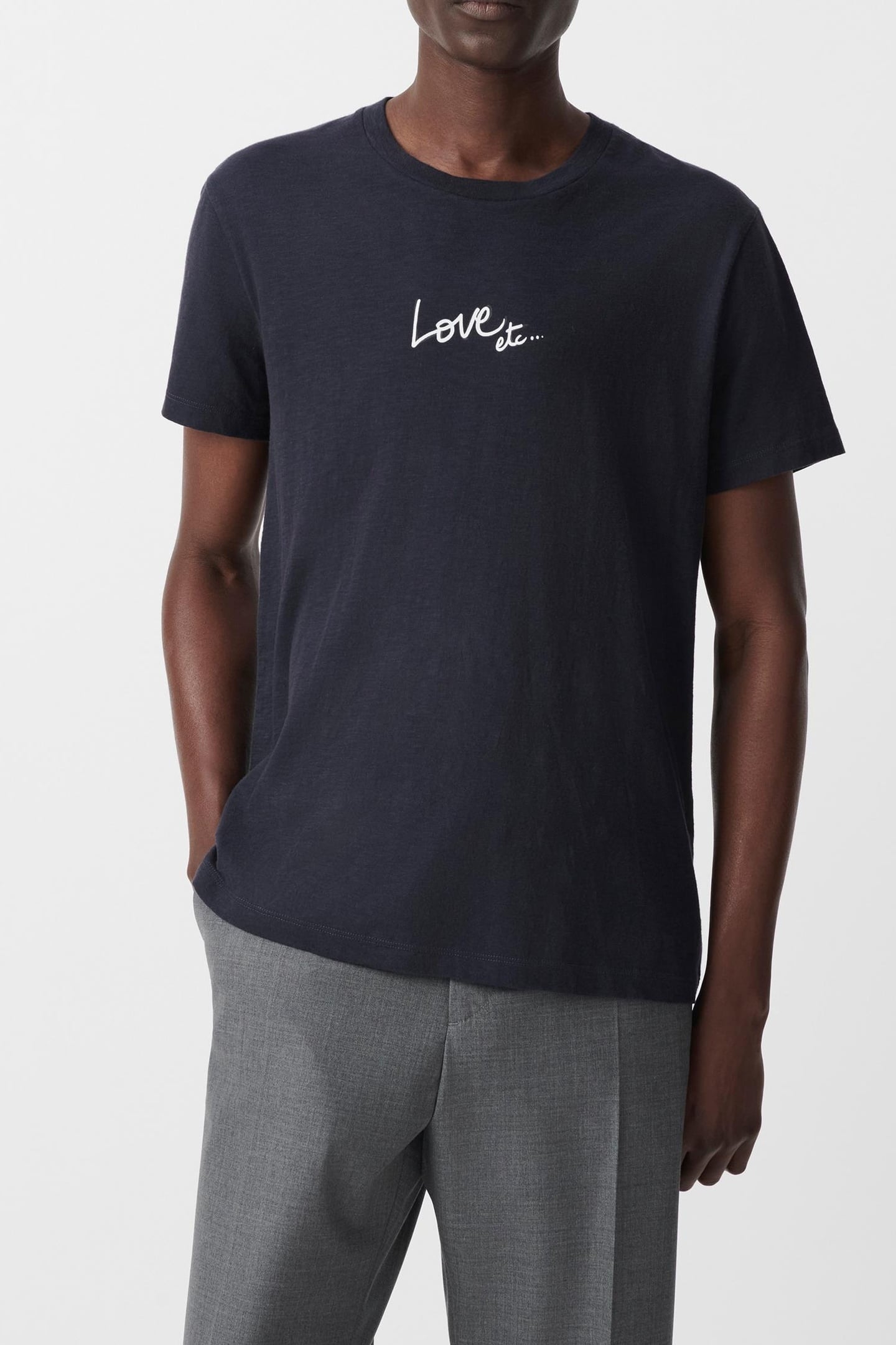 NAVY ORGANIC COTTON T-SHIRT WITH LOVE SLOGAN 2