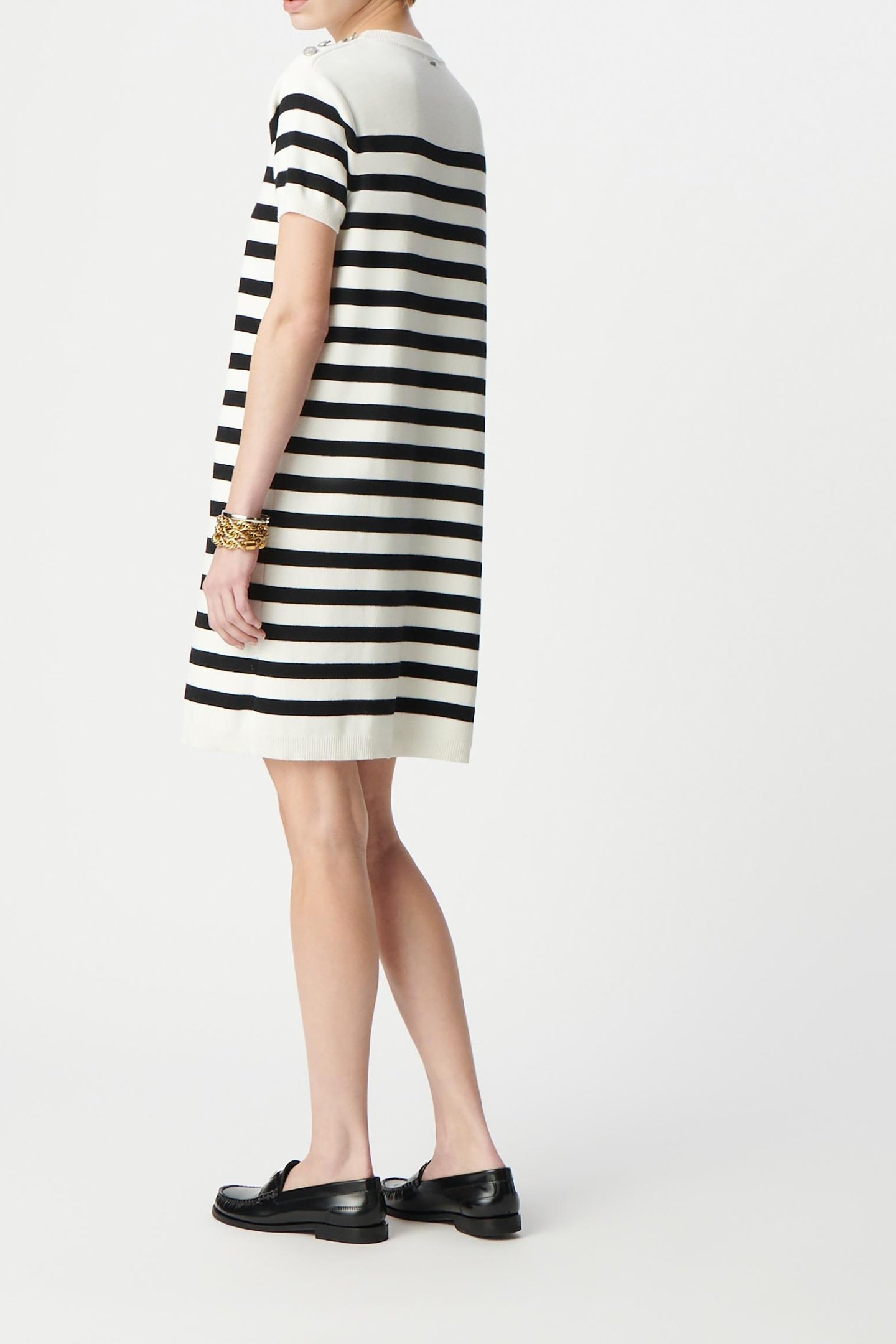 BLACK AND ECRU STRIPED KNIT SAILOR DRESS 3