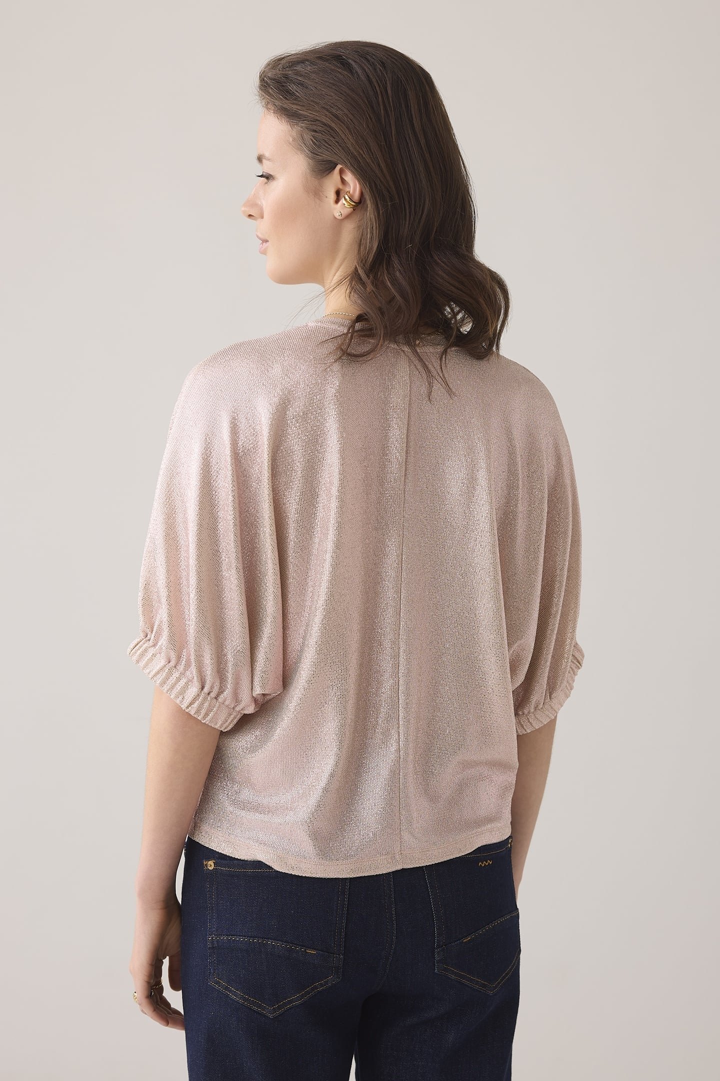 BATWING BOXY TOP METALLIC SWEAT FLUID ROSE SMOKE 2