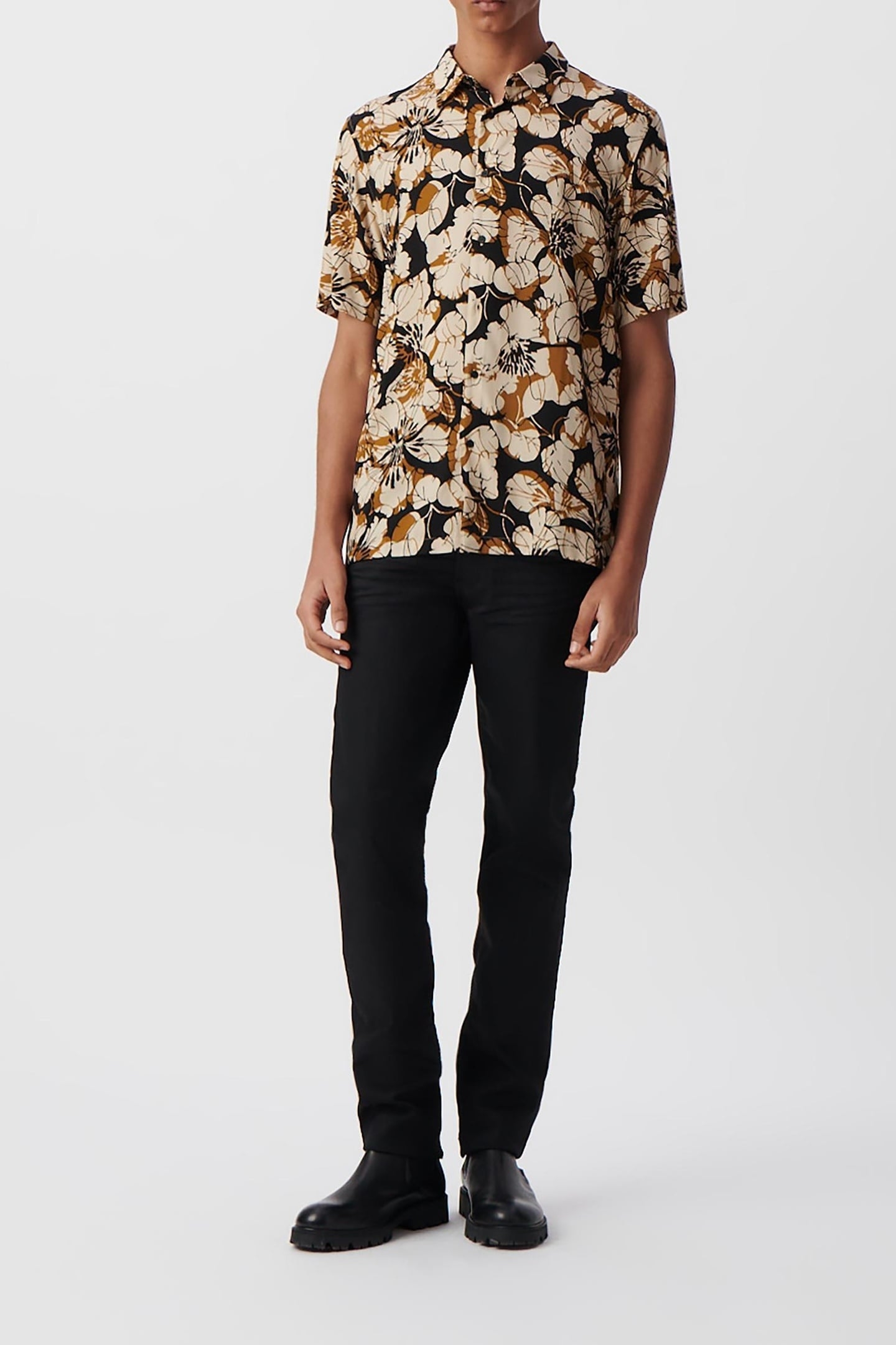 SAFFRON REGULAR SHIRT WITH XL FLOWER PRINT 1