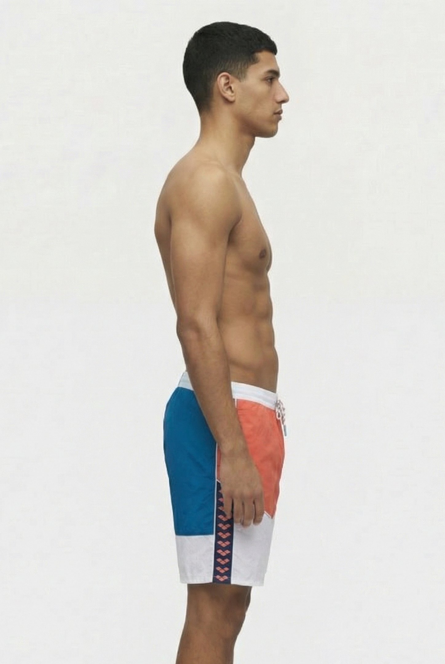 MEN'S ARENA TEAM STRIPE BERMUDA PANEL WHITE-CALYPSO CORAL-BL 3