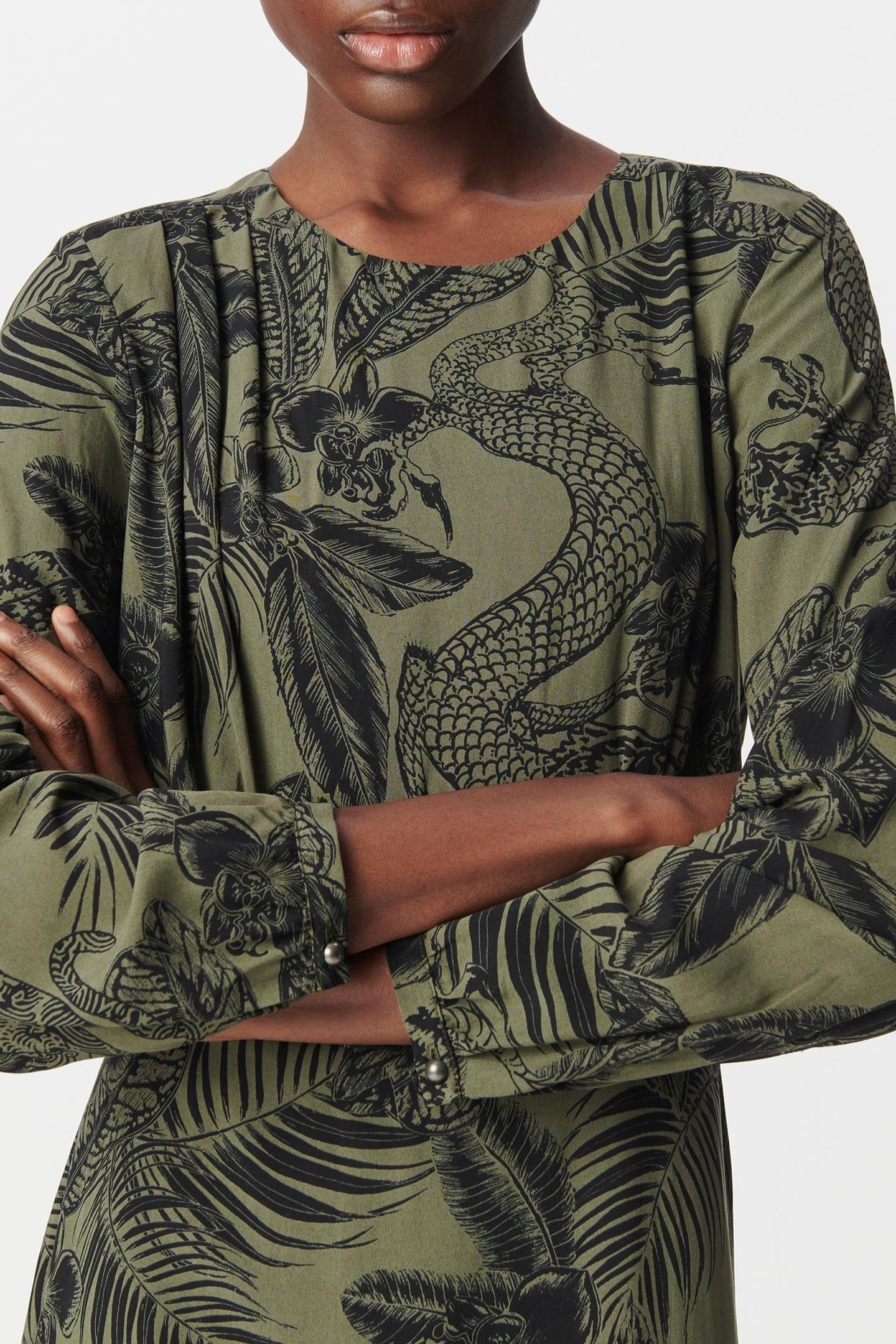 KHAKI LENZING™ ECOVERO™ MAXI JUNGLE DRESS 5