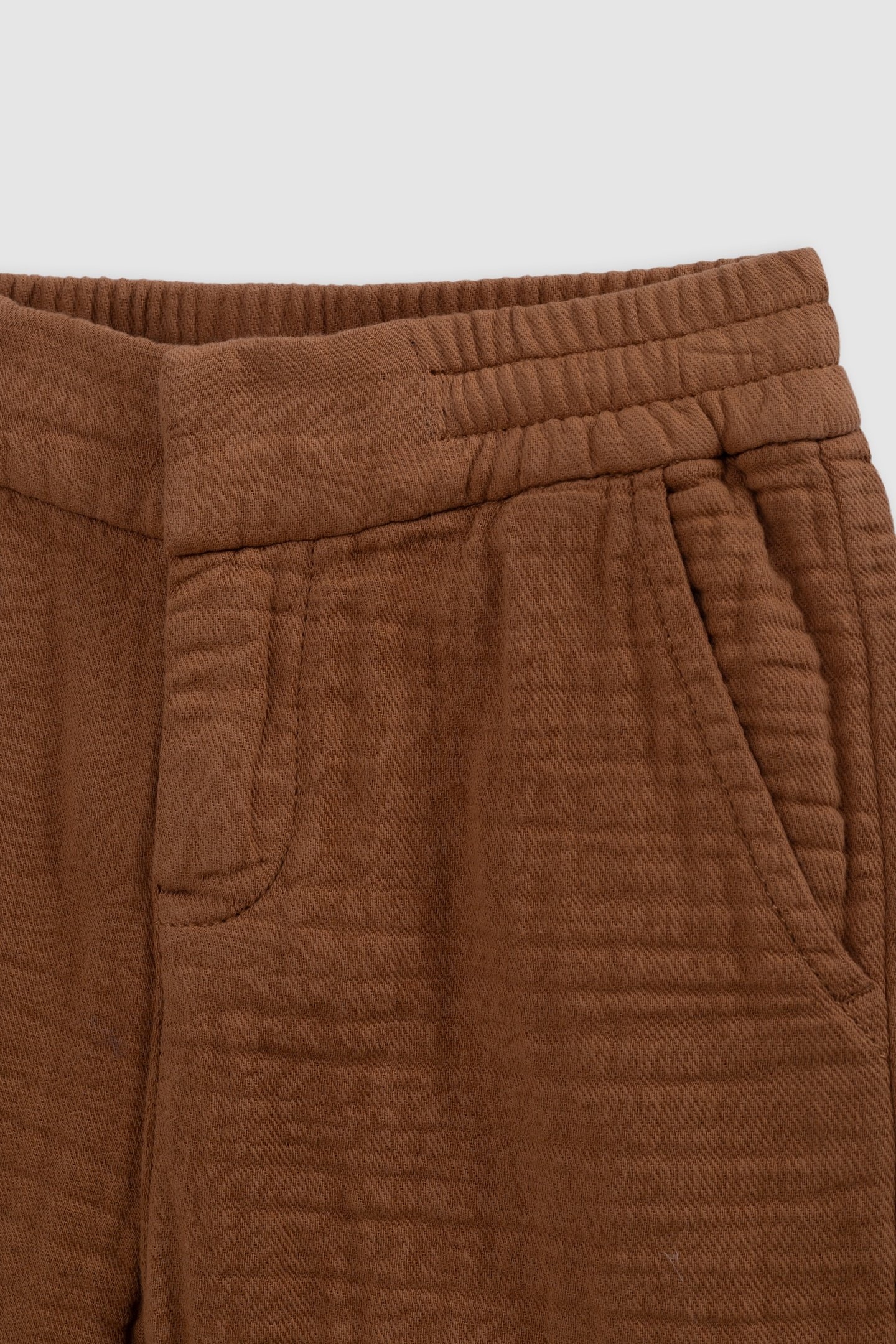 BERMUDA SHORTS JOGGER LOOSE COGNAC COTTON GAUZE 3