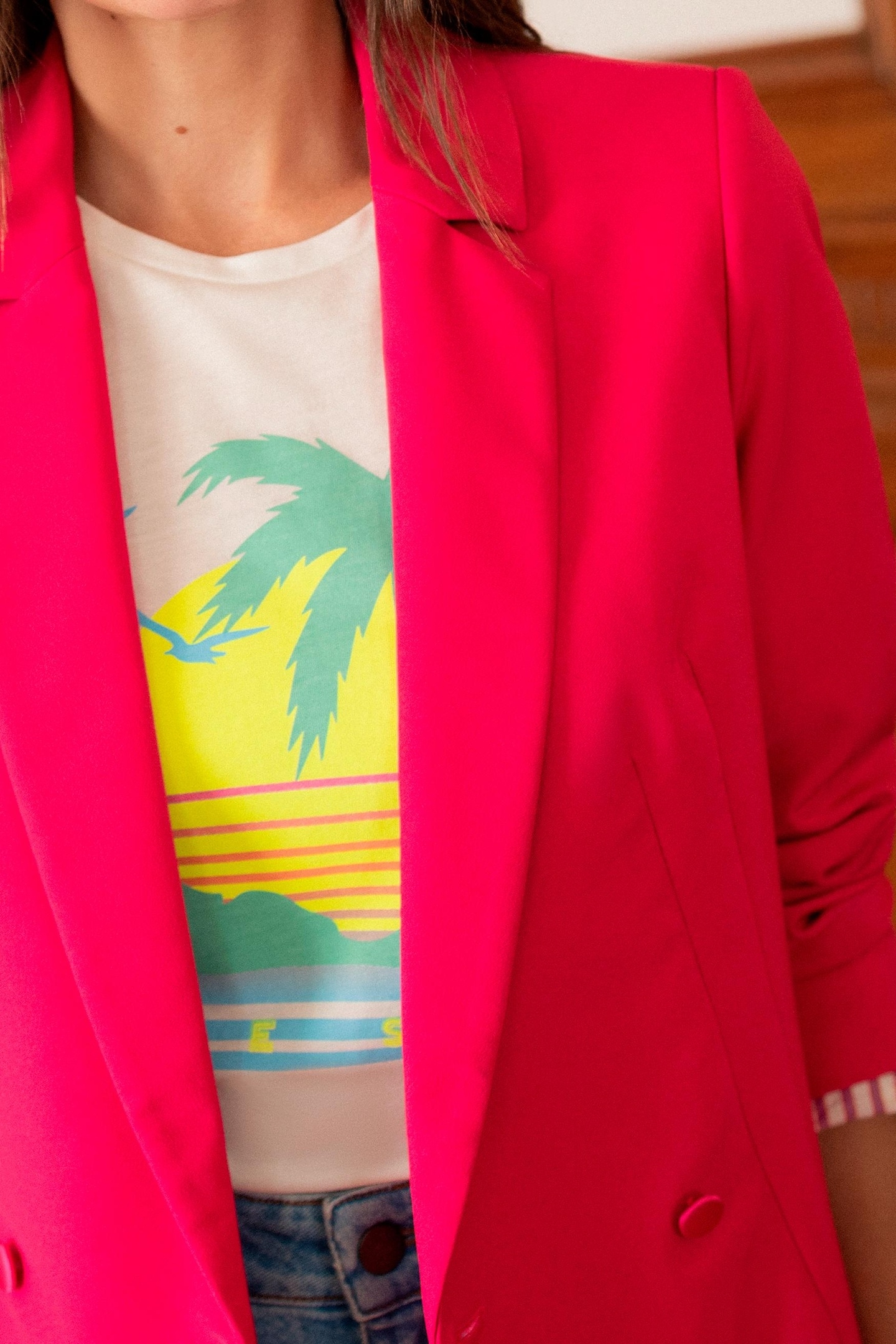 VILA - PINK DOUBLE-BREASTED SUIT JACKET 2