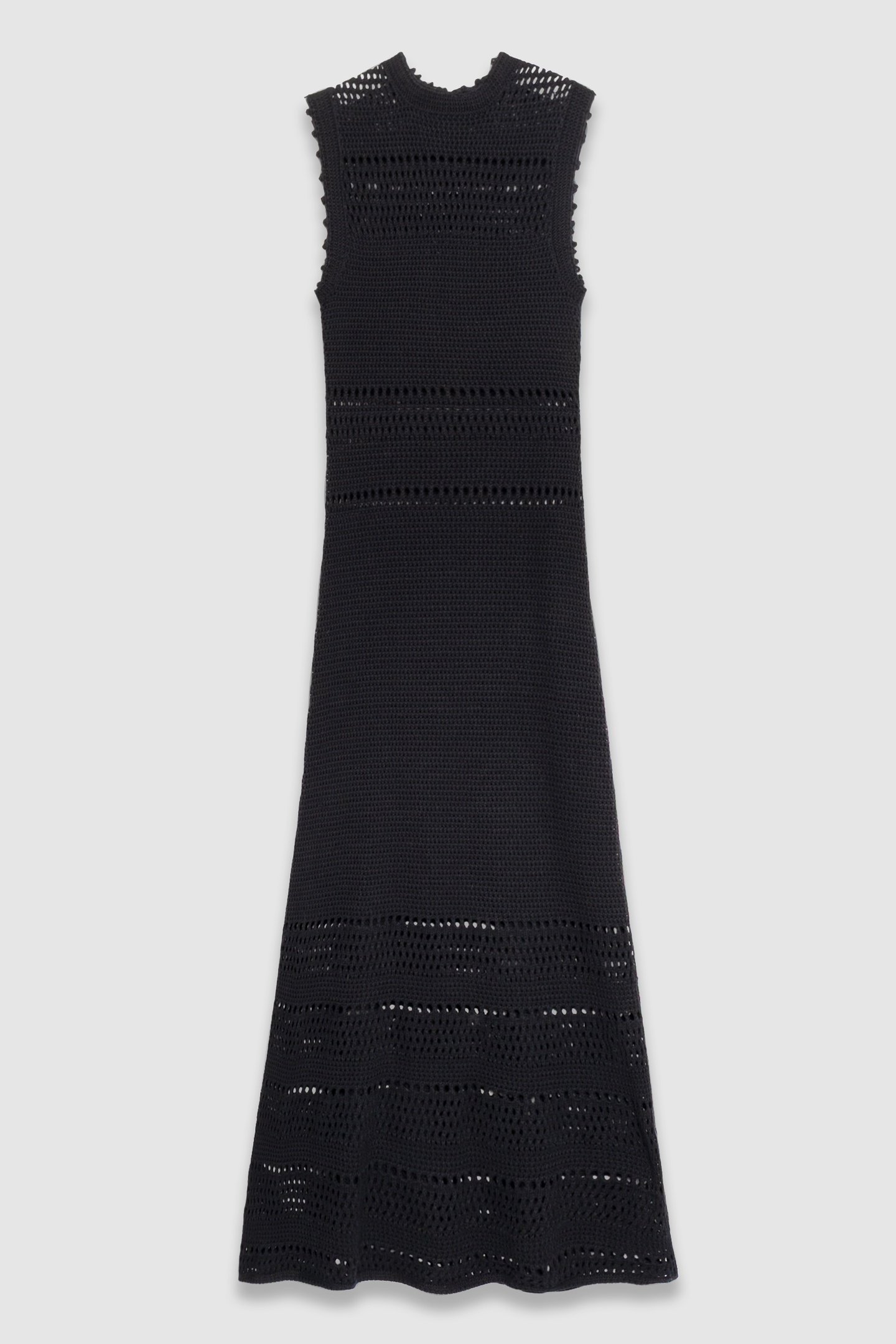 BLACK CROCHET-STYLE KNIT MIDI DRESS 5