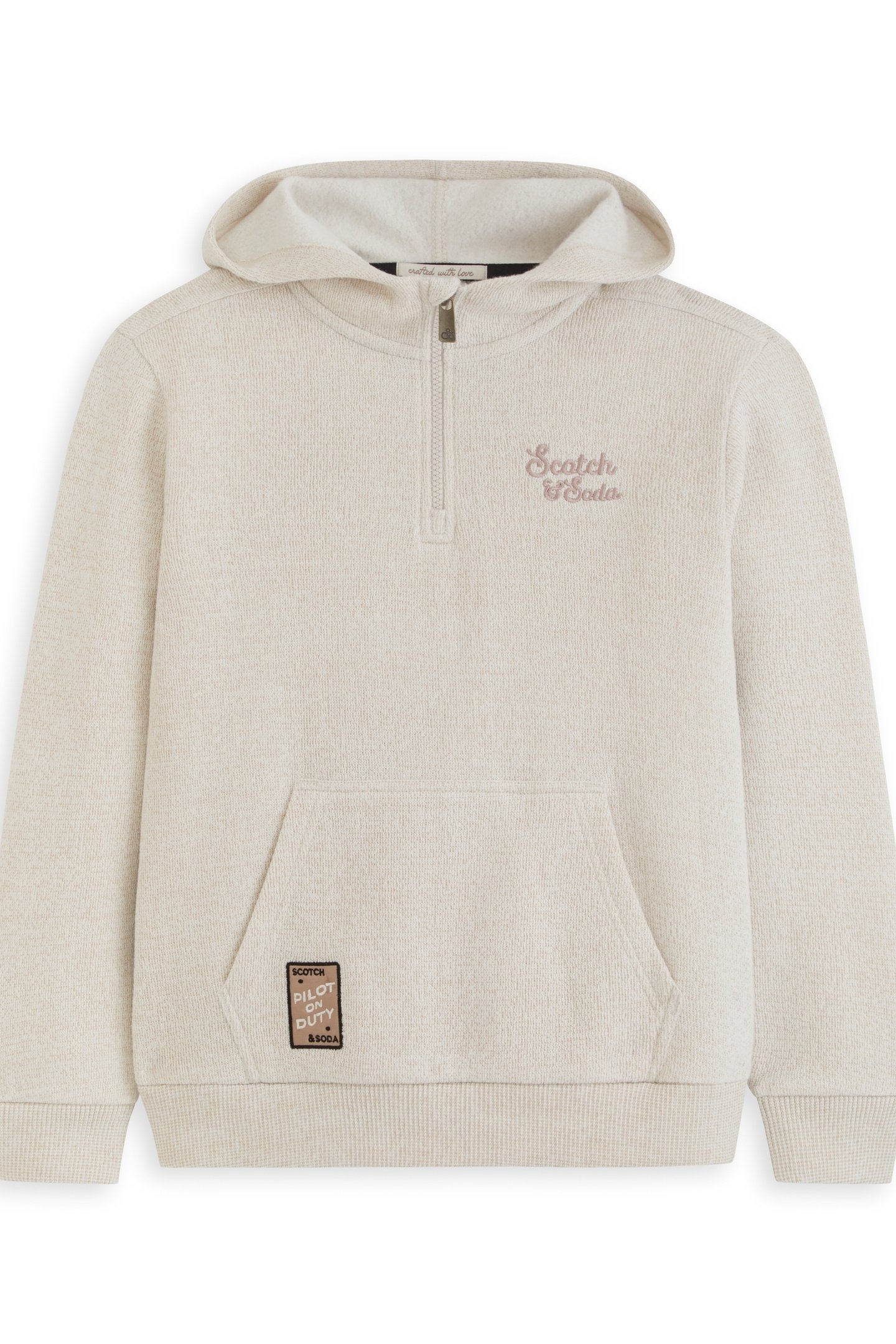 BOYS 1/4 ZIP HOODIE NATURAL 1