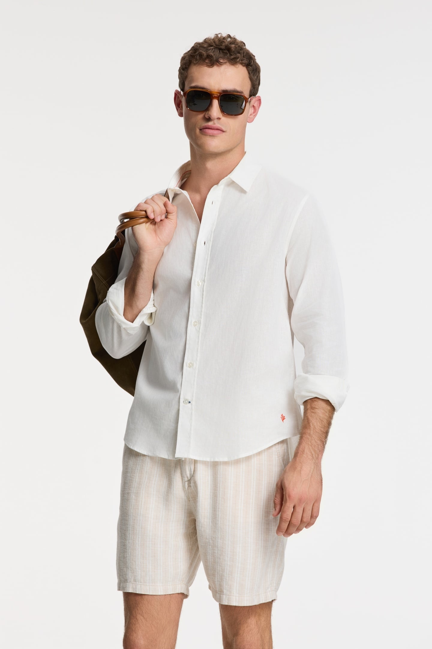 RICK LINEN LONG SLEEVE SHIRT SOLID WHITE 1