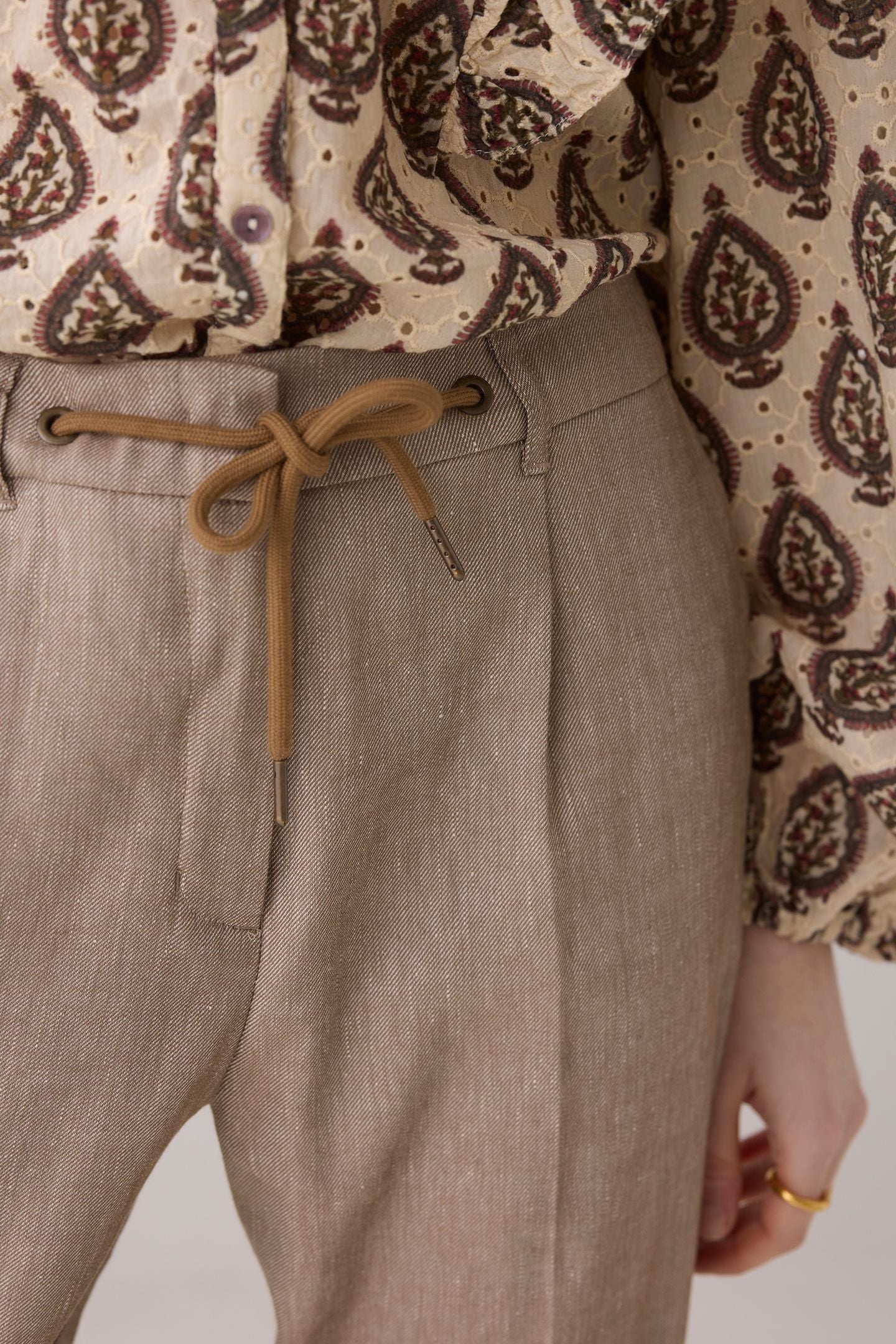 TROUSERS LINEN BLEND TWILL KHAKI 4