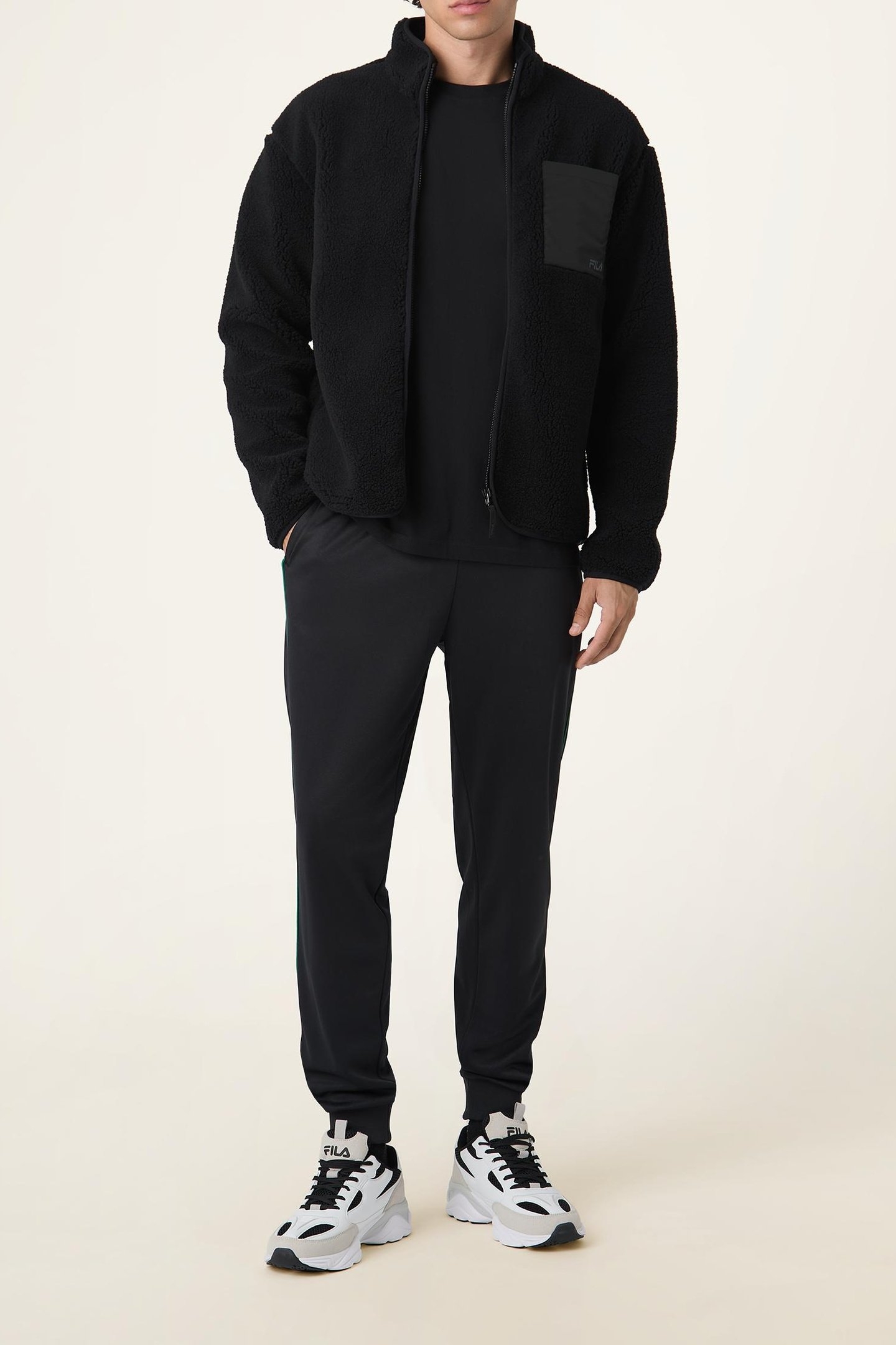 VALGRANA REGULAR TEDDY FLEECE JACKET BLACK 2