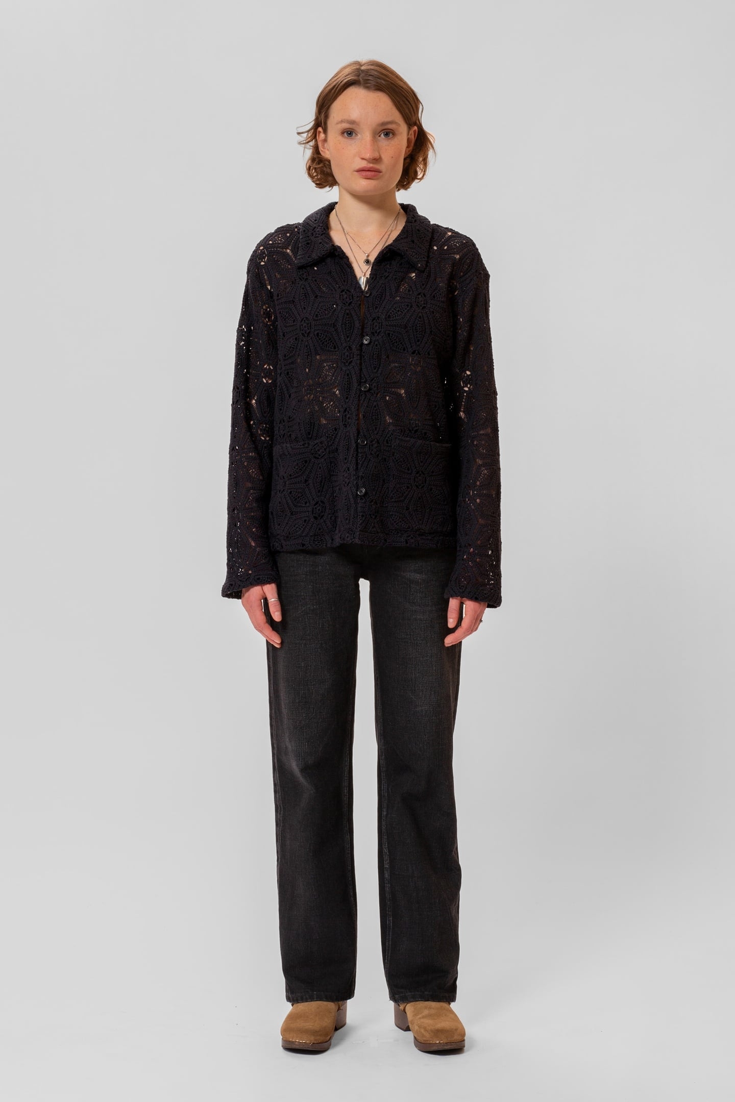 ANITA CROCHET CARDIGAN BLACK 1