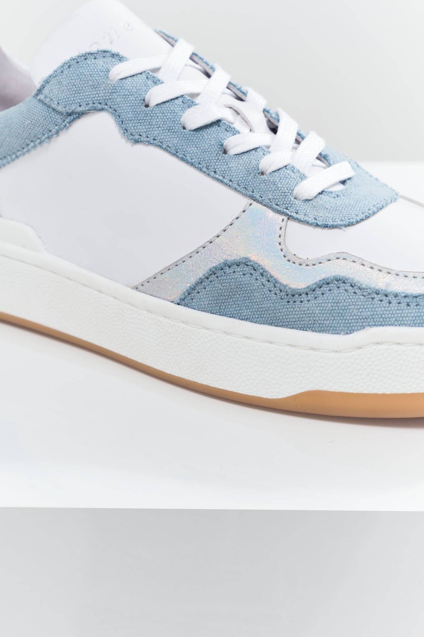 O.JODIE - WHITE, BLUE, SILVER LEATHER SNEAKERS 6