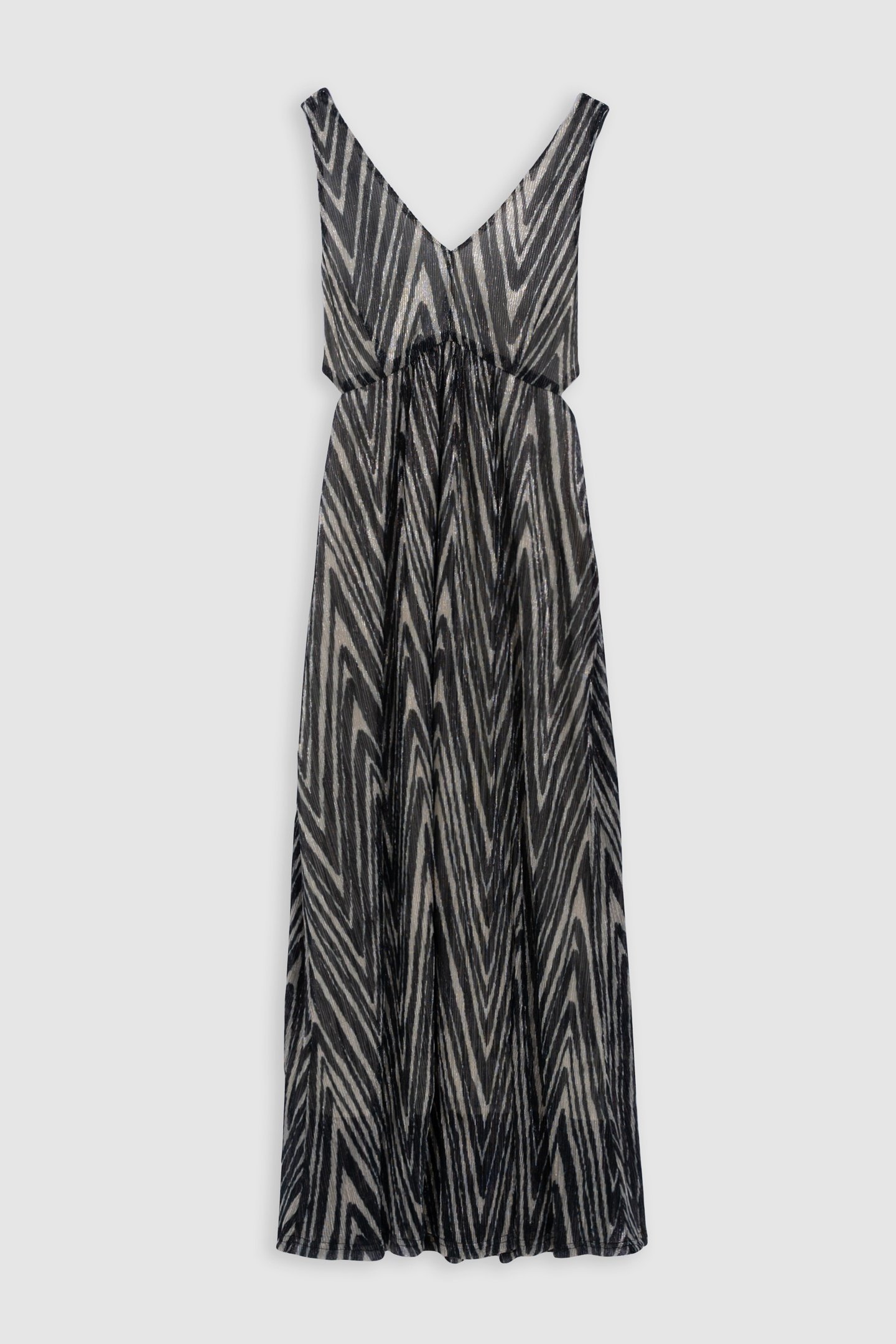 BLACK LONG DRESS WITH GOLD HERRINGBONE PATTERN 6