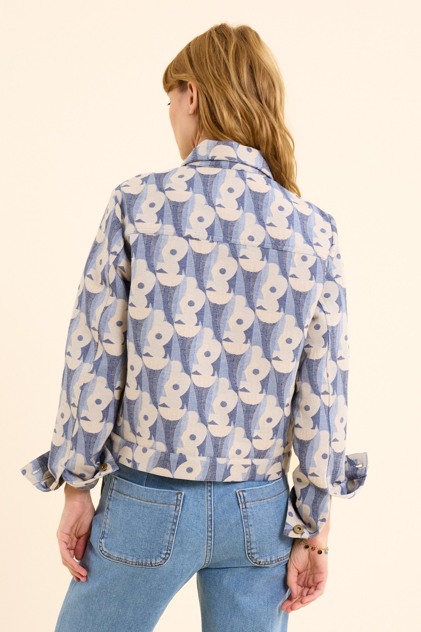 BLUE FLOWER JACQUARD JACKET SKY BLUE 4