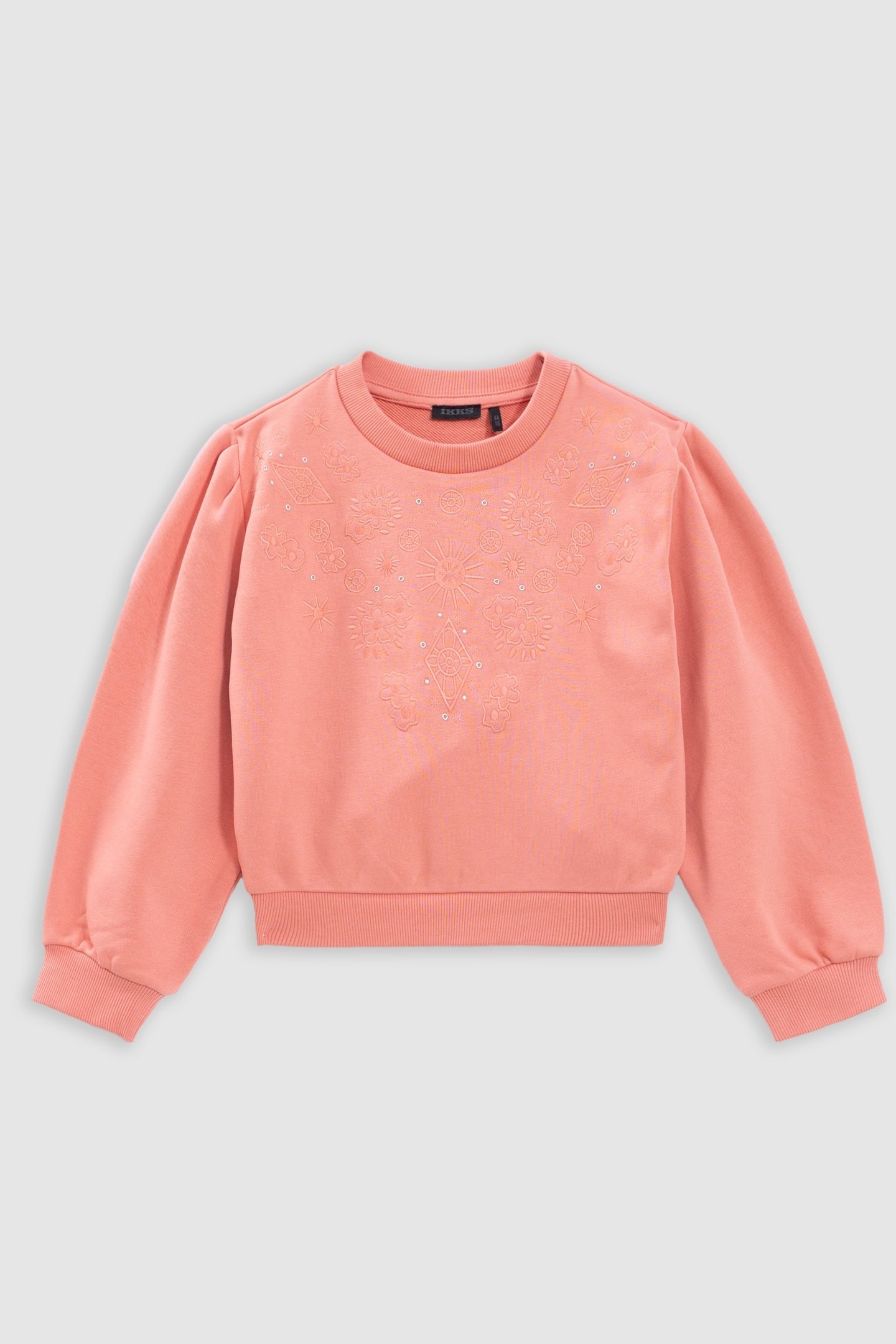 PINK SWEATSHIRT WITH EMBROIDERY AND EYELETS 1