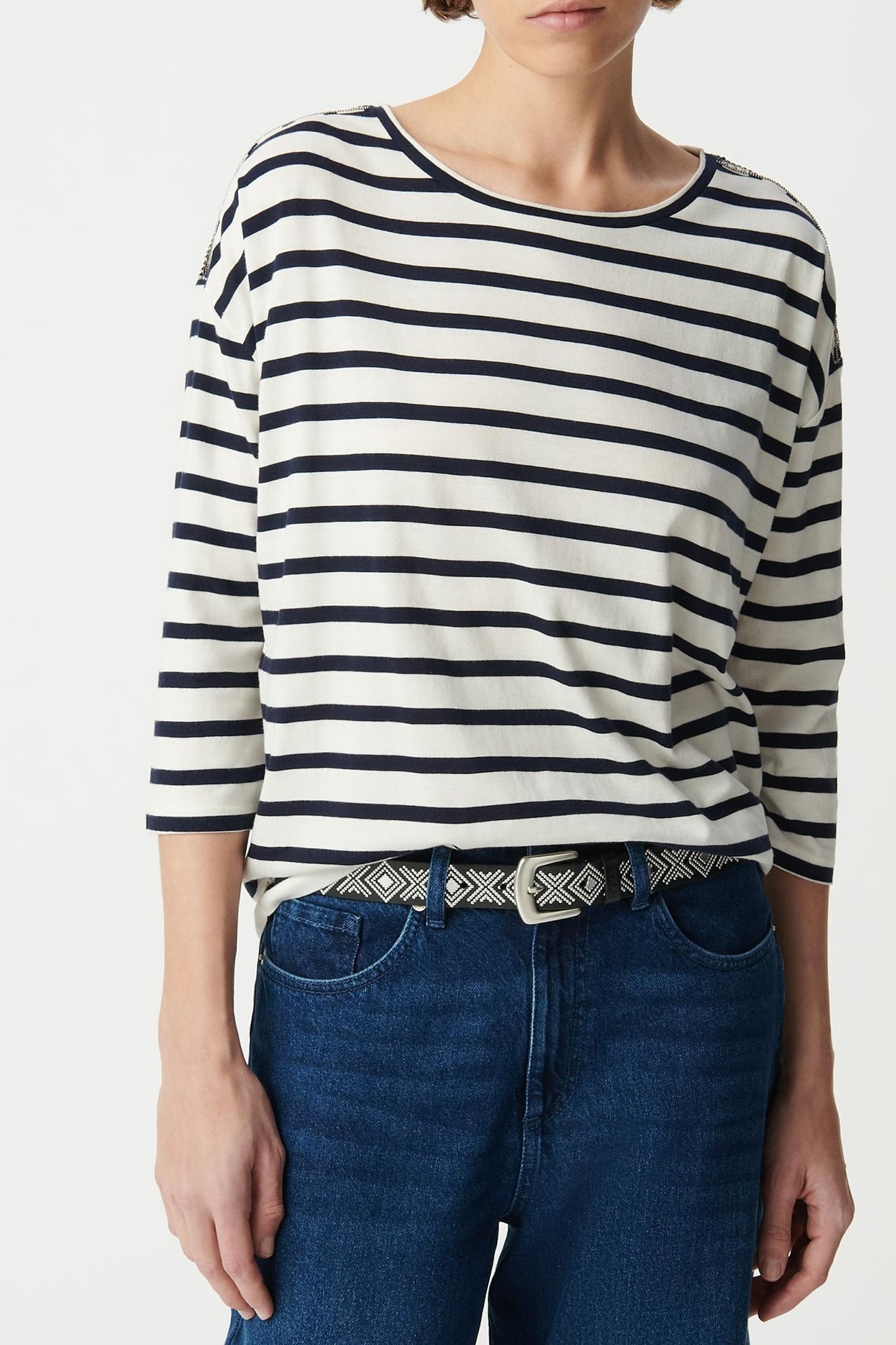 OVERSIZED SAILOR TEE WITH SHOULDER JEWELS 2