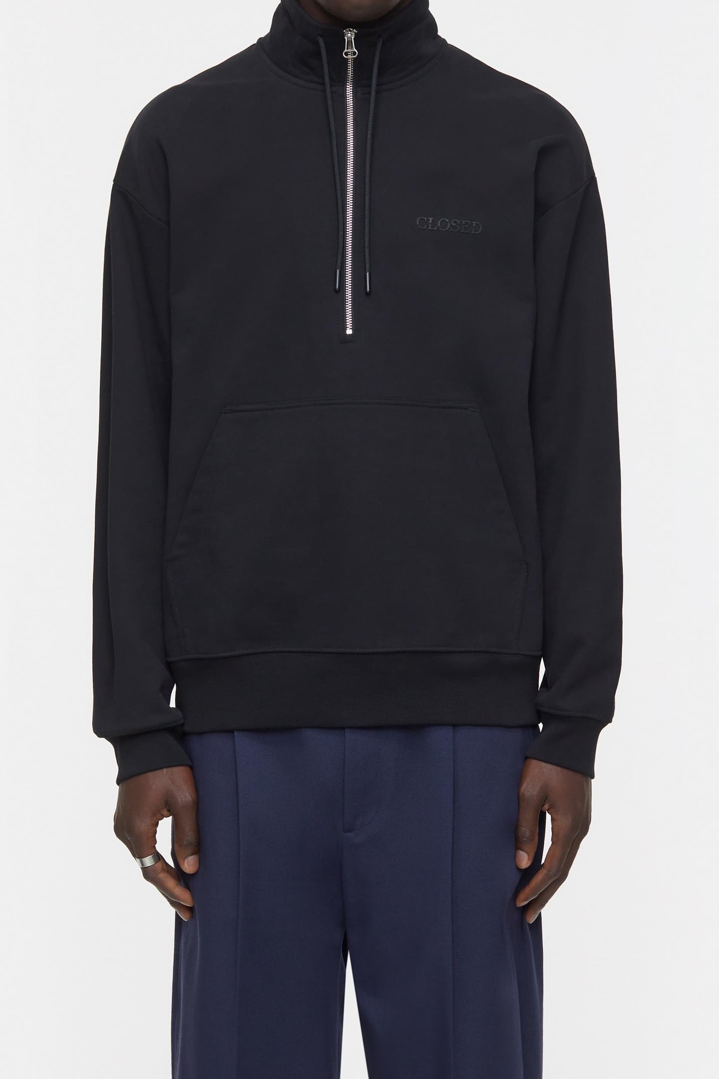 HALF ZIP SWEAT T-SHIRTS BLACK 2