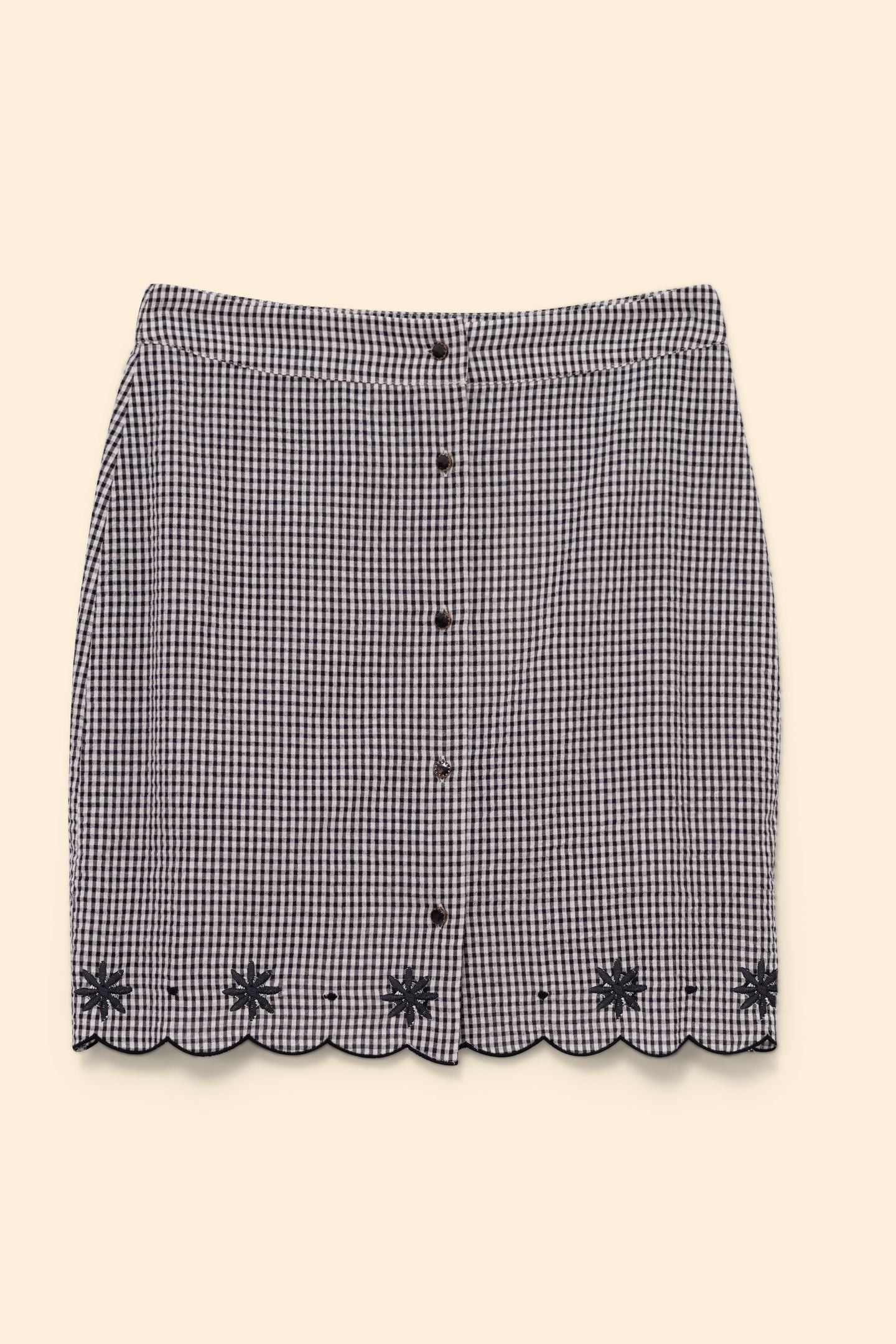 ECRU SKIRT WITH GINGHAM PATTERN AND EMBROIDERY ECRU 6