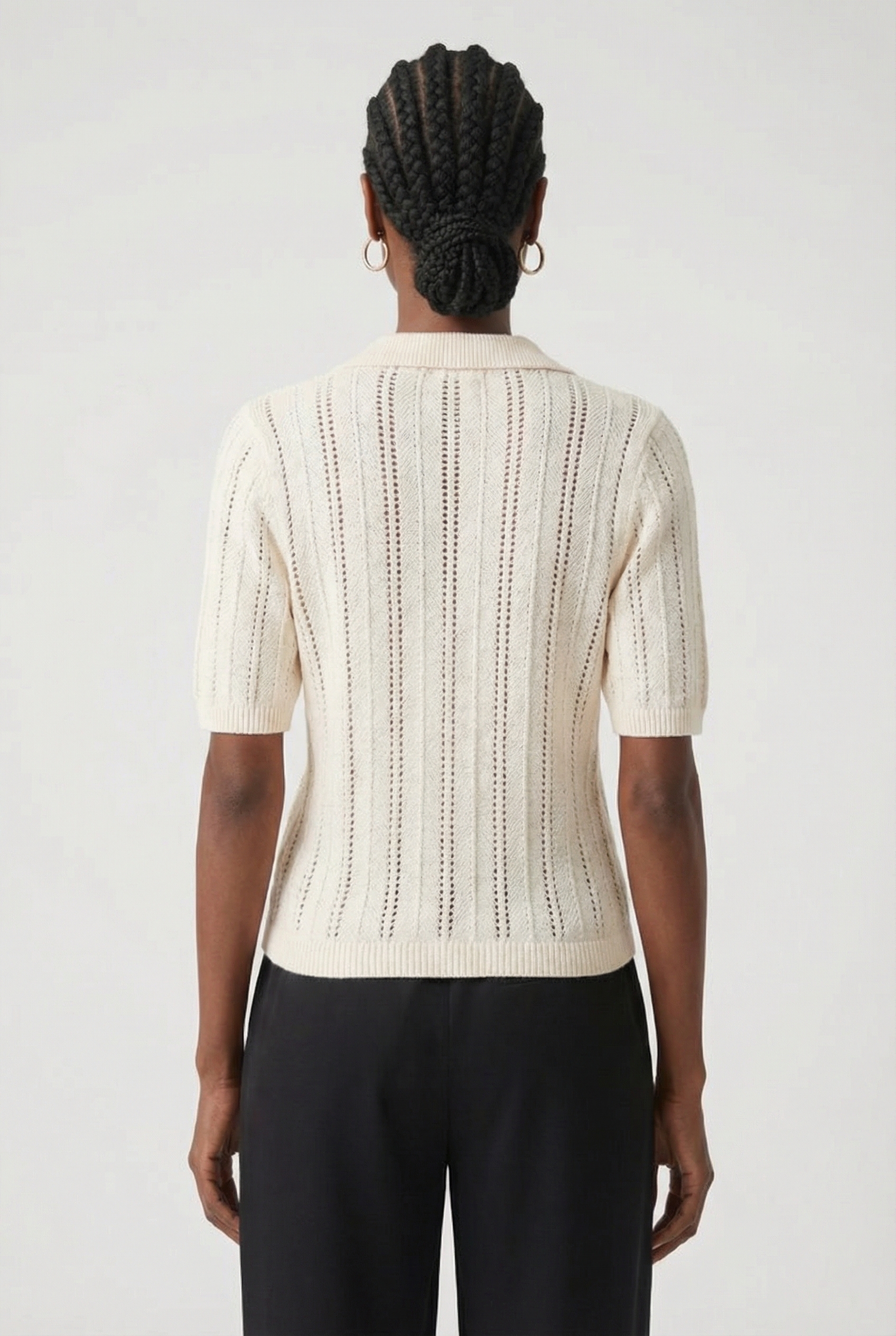 ALMAS AJOUR POLO SHIRT BUTTER CREAM 2