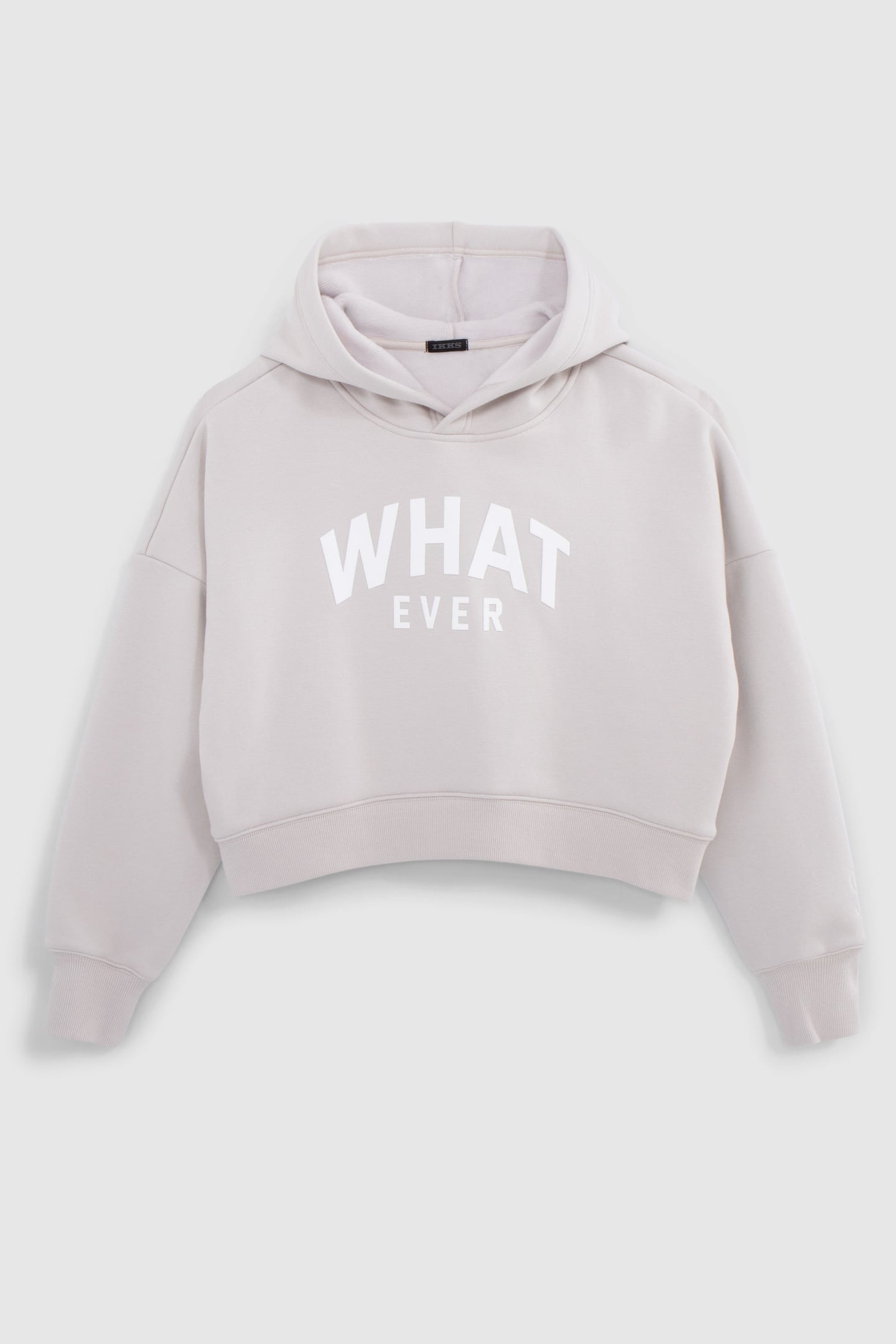 GIRL'S BEIGE CROPPED FLOCKED MESSAGE SWEATER 1