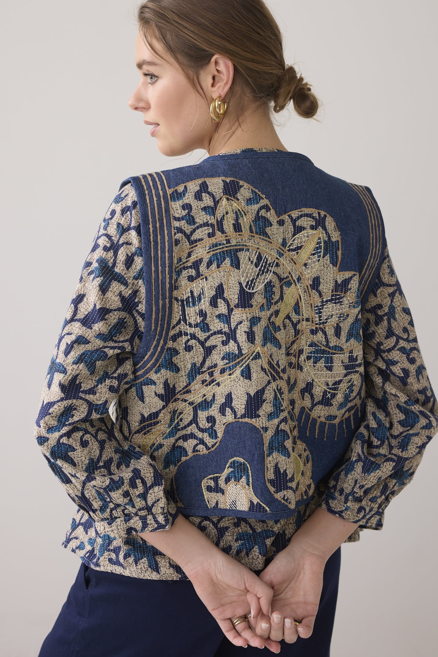 GILET BLOCK PRINT NAVY NOIR 3