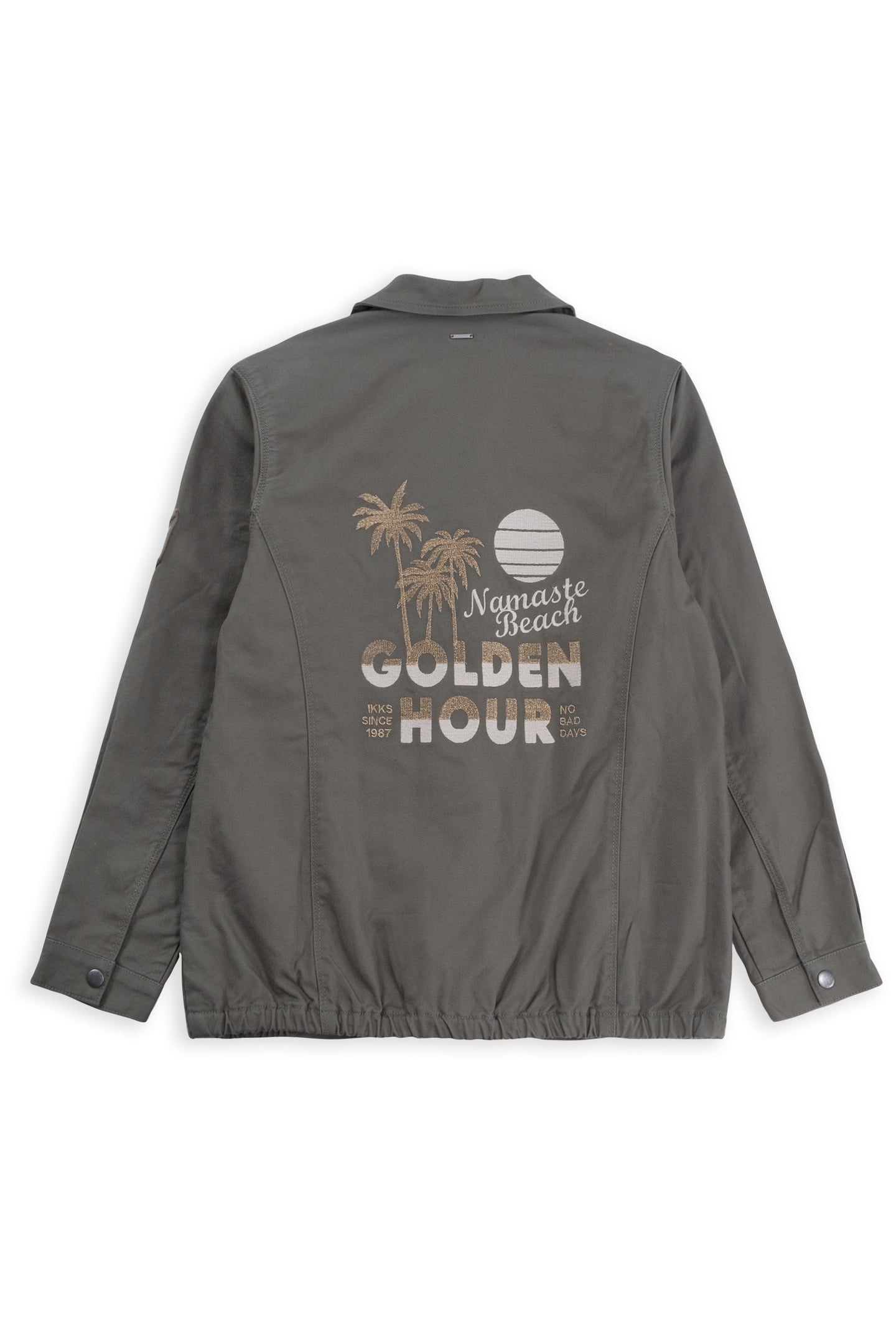 KHAKI MAXI SAHARIENNE WITH BACK EMBROIDERY 3