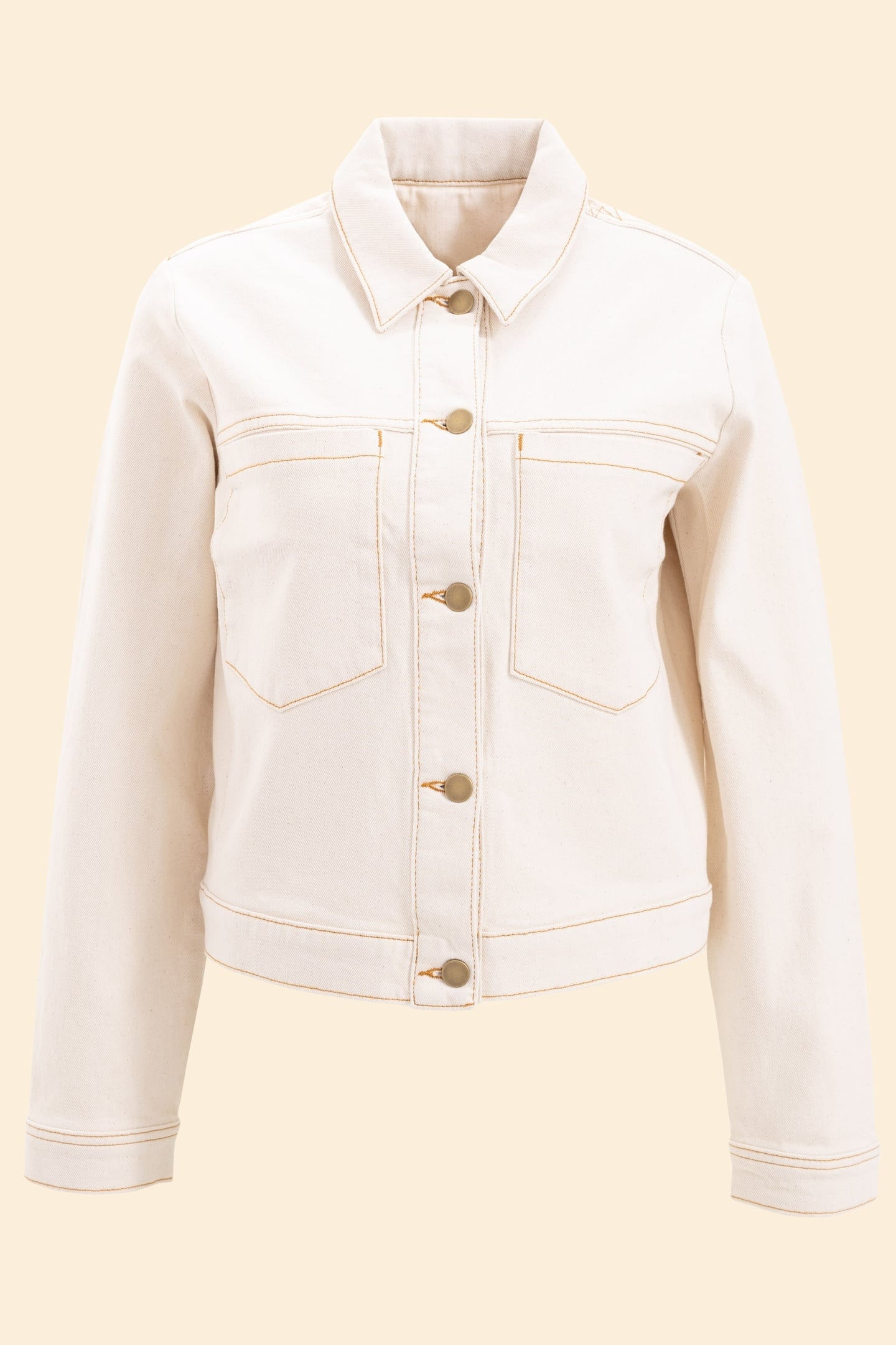 OFF-WHITE DENIM JACKET WITH OCHRE STITCHING ECRU 5