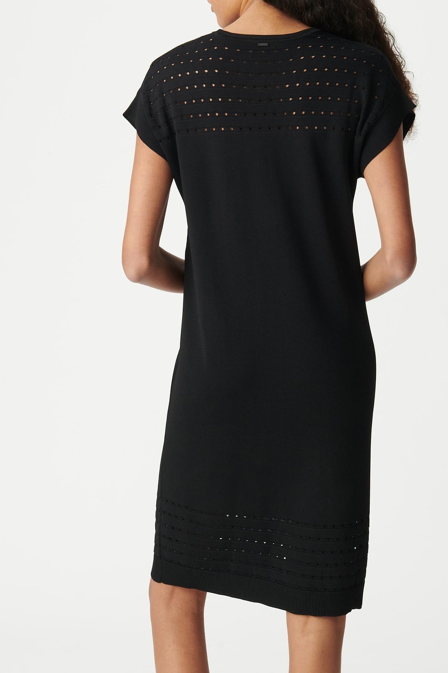 BLACK OPENWORK KNIT DRESS 3