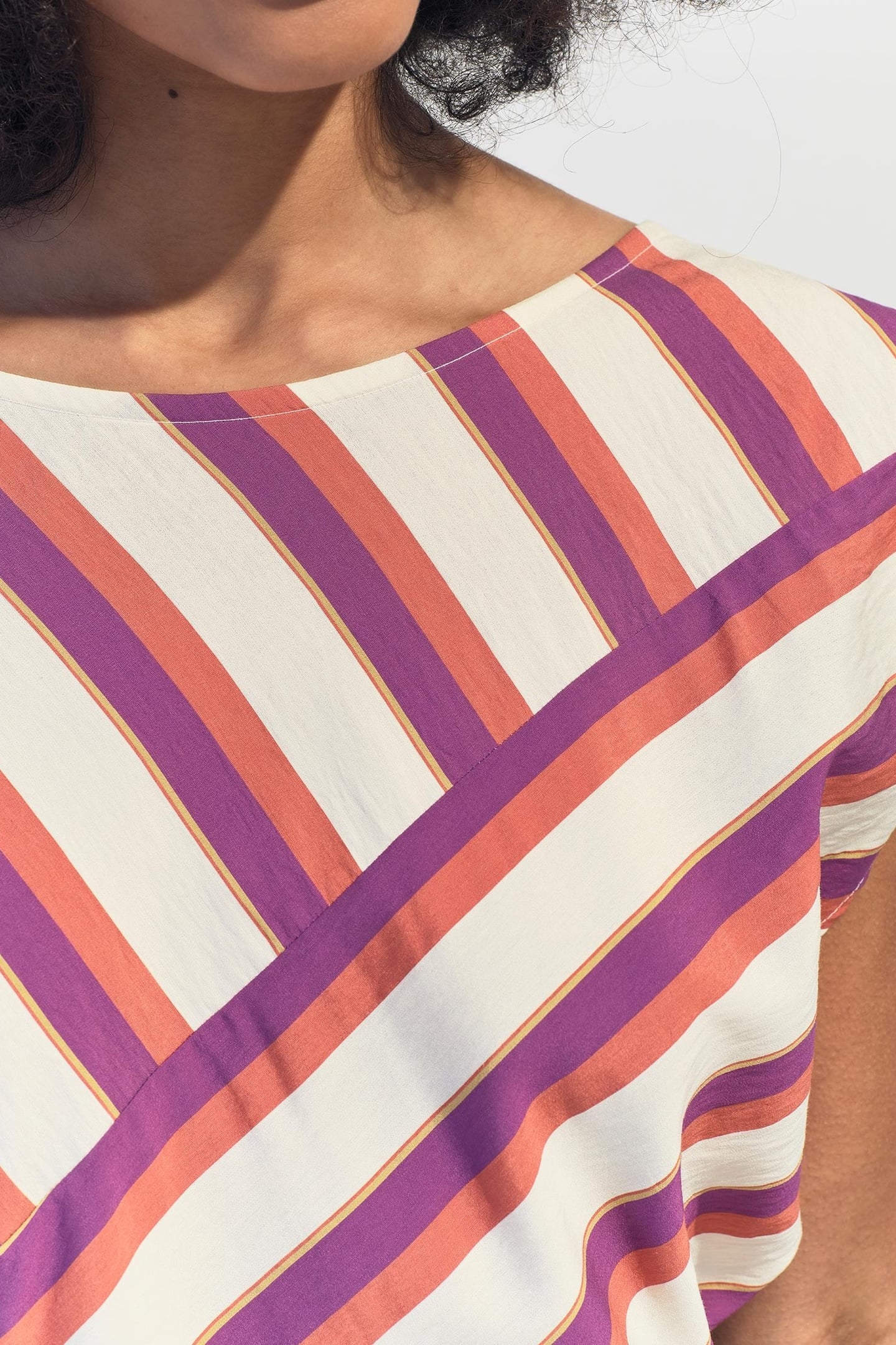 CANDI - ECRU TOP WITH REVERSIBLE COLOR STRIPES FRONT/BACK 6