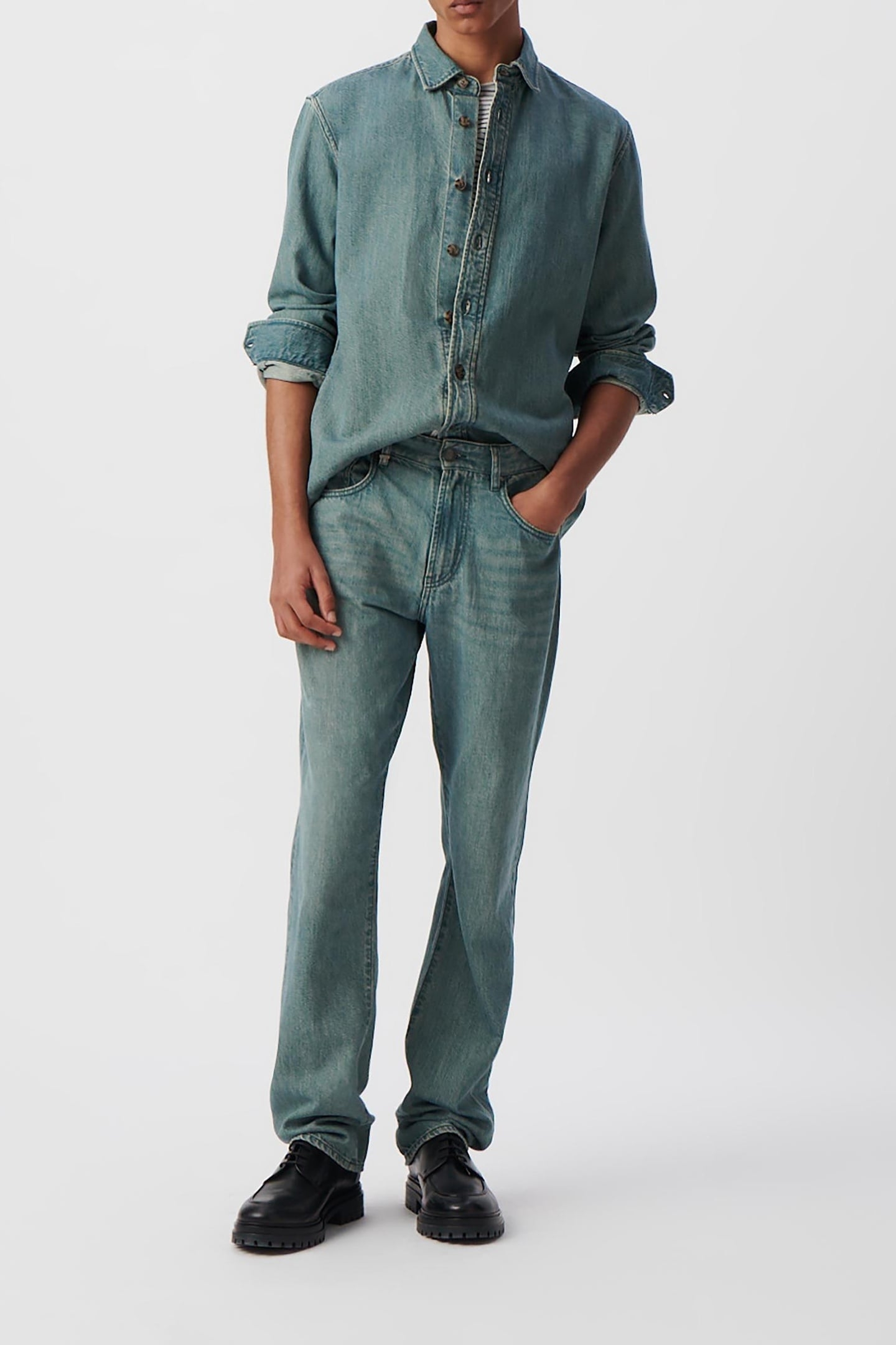 GREY BLUE DENIM REGULAR OVERSHIRT 1