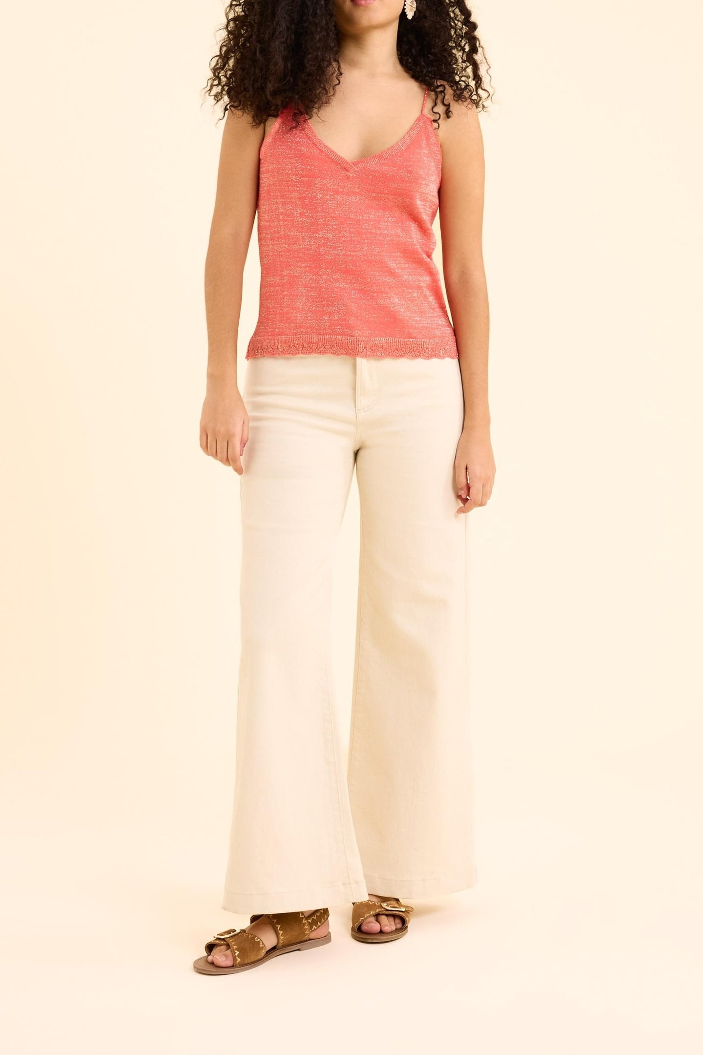 PINK GLITTERY KNIT STRAPPY TOP CURRANT 2