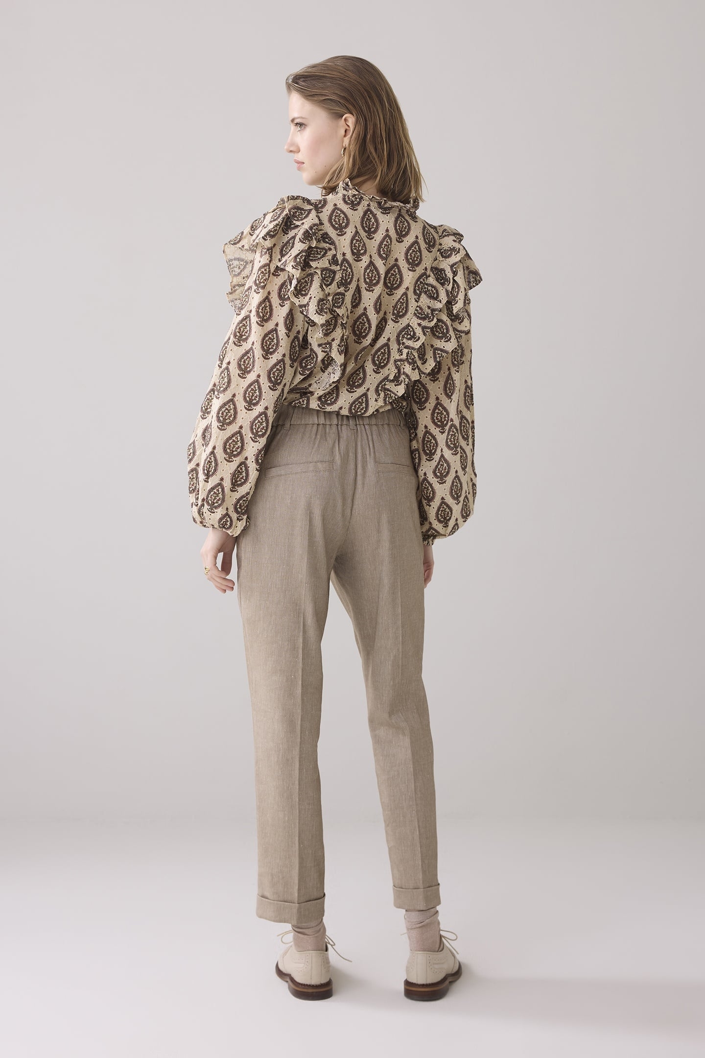 TROUSERS LINEN BLEND TWILL KHAKI 2