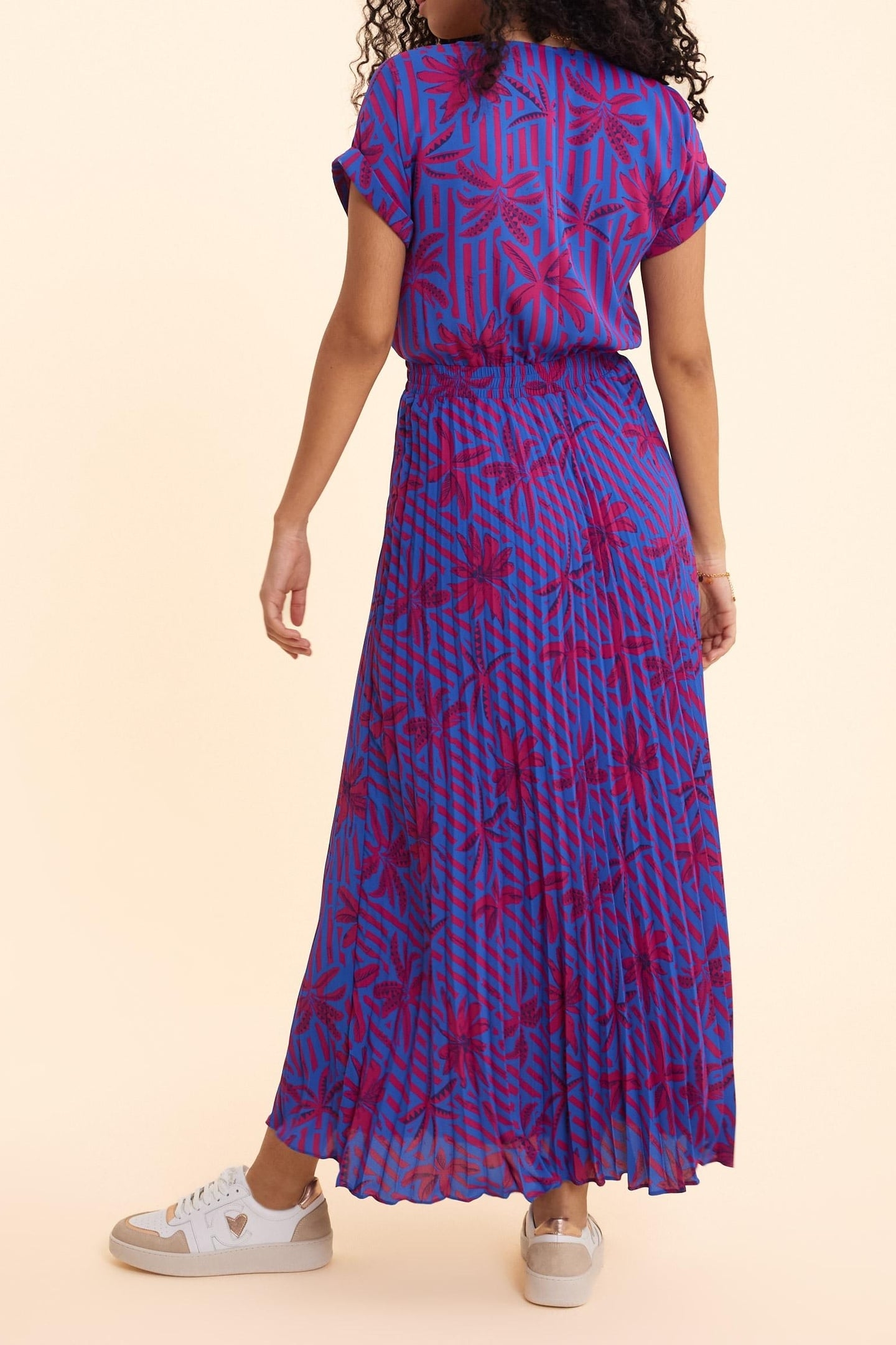PALM-TREE PRINT INDIGO MAXI DRESS INDIGO 2