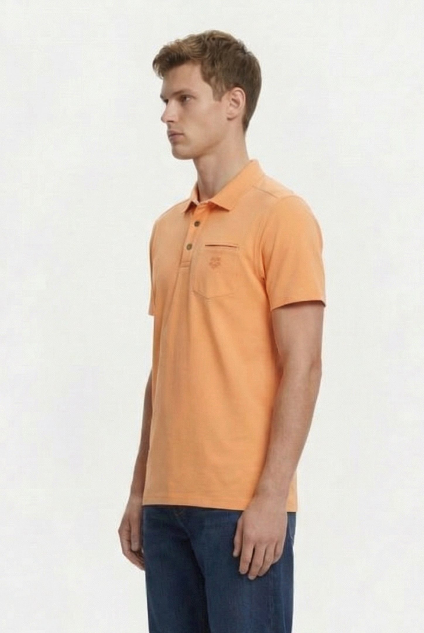 MEN'S POLOSHIRT POCKET SOLID SALMON PINK 3