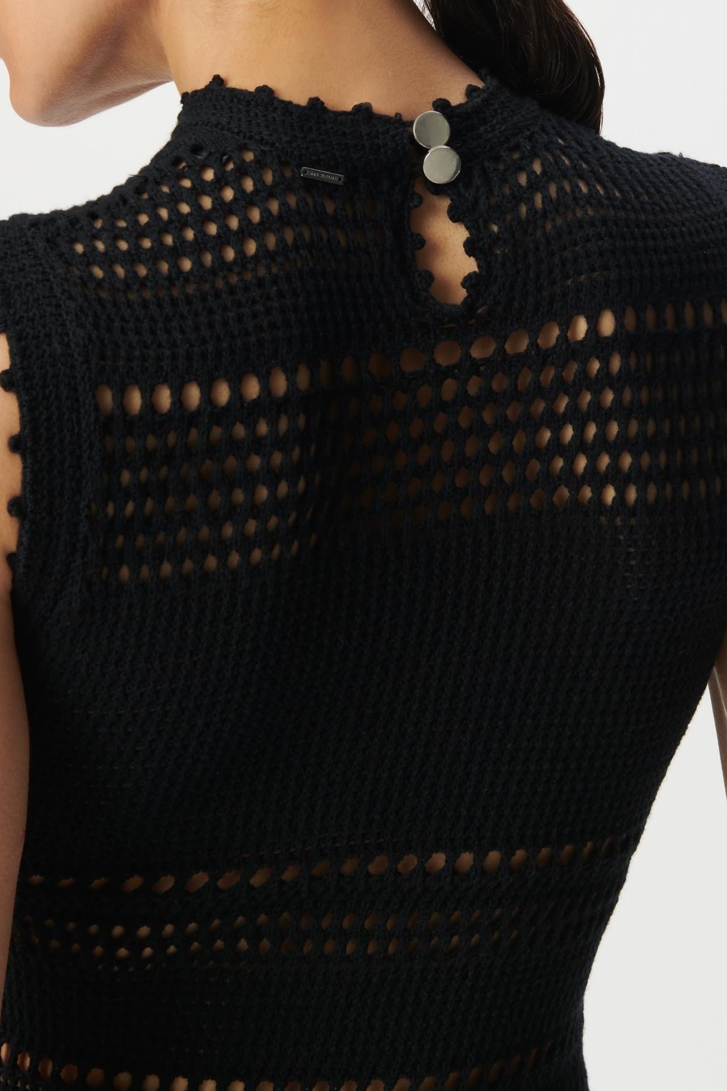 BLACK CROCHET-STYLE KNIT MIDI DRESS 6